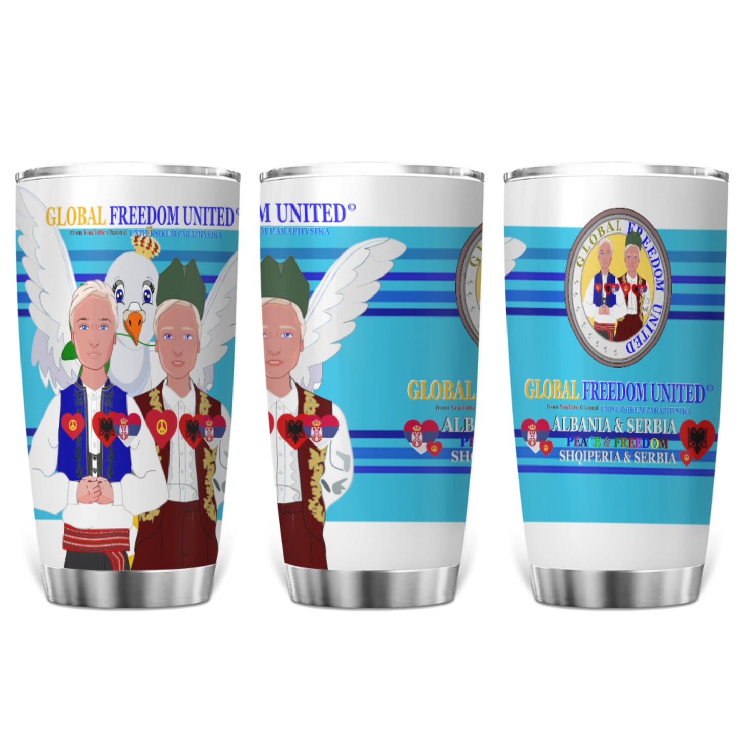 Tumbler Global Freedom United Men Albania & Serbia Old Peace Blue 1