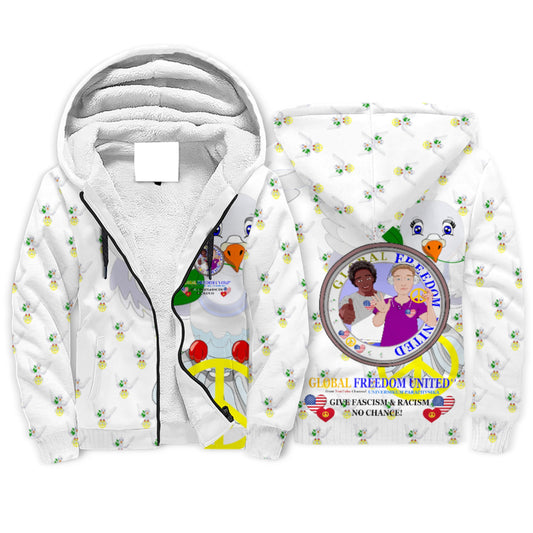 Plush Hoodie GLOBAL FREEDOM UNITED© Men Anti Fascism & Racism USA Wight