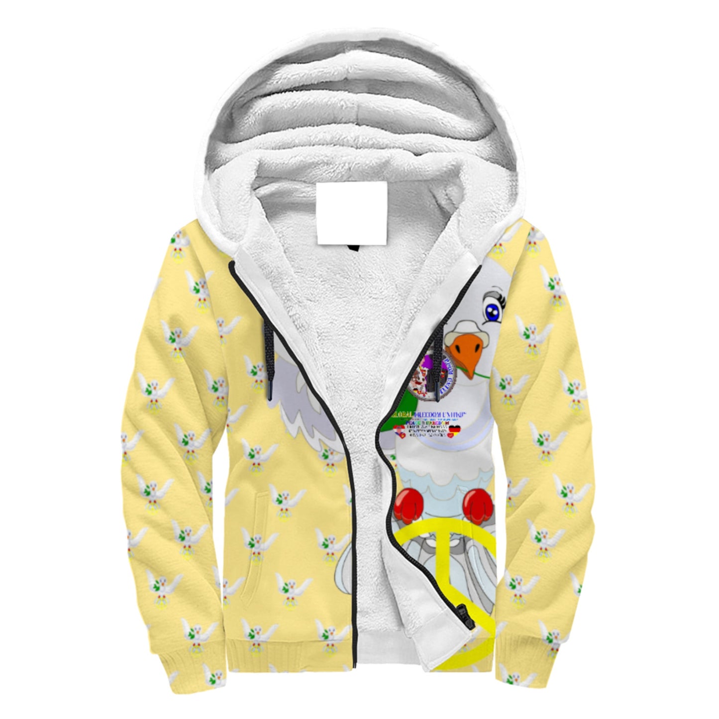 Plush Hoodie GLOBAL FREEDOM UNITED© Men Croatia & Germany Yellow