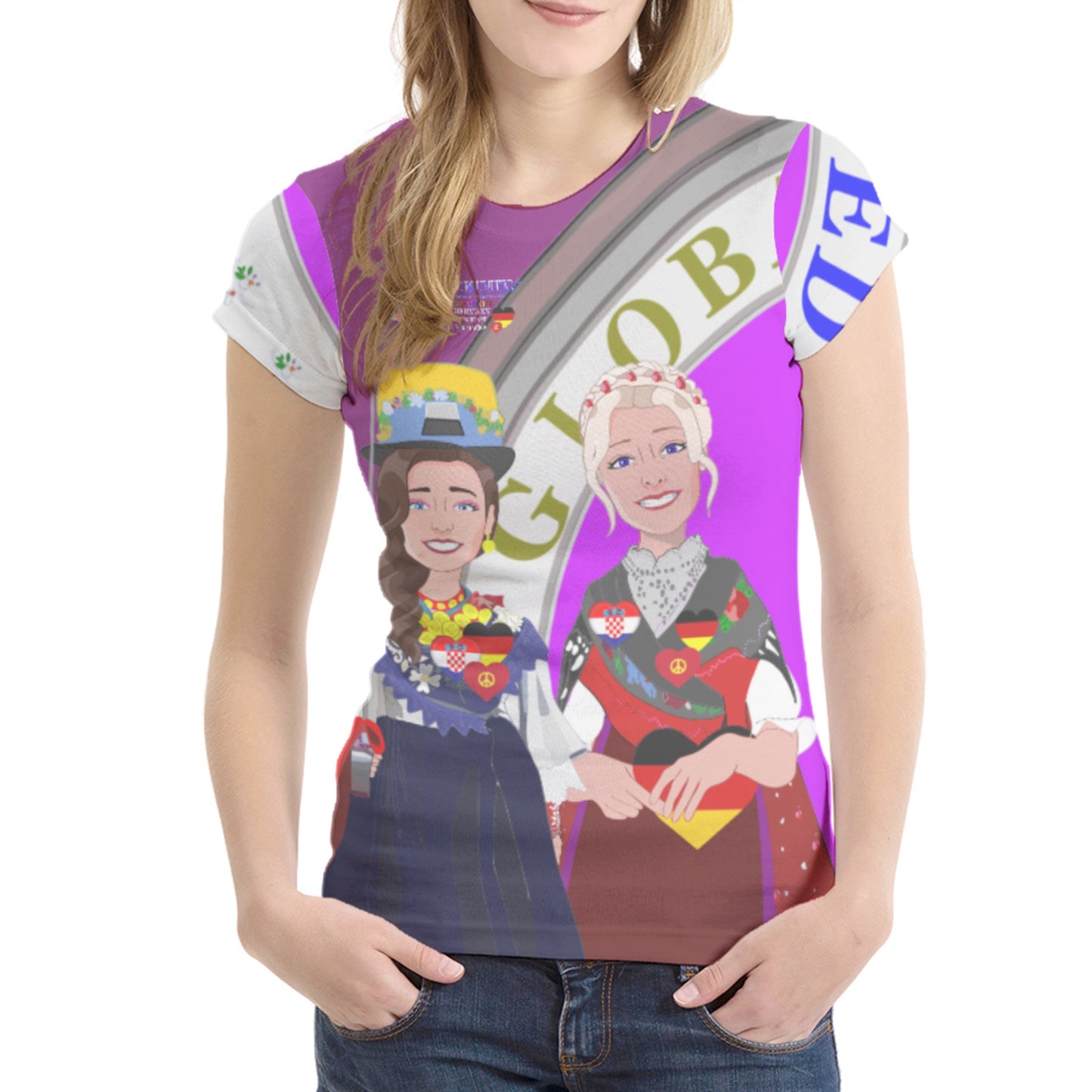 Women´s T-shirt GLOBAL FREEDOM UNITED© Women Croatia & Germany V2 Lilac