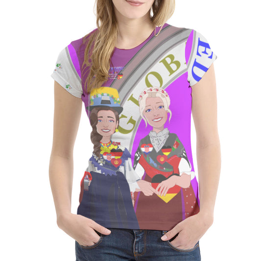 Women´s T-shirt GLOBAL FREEDOM UNITED© Women Croatia & Germany V2 Lilac