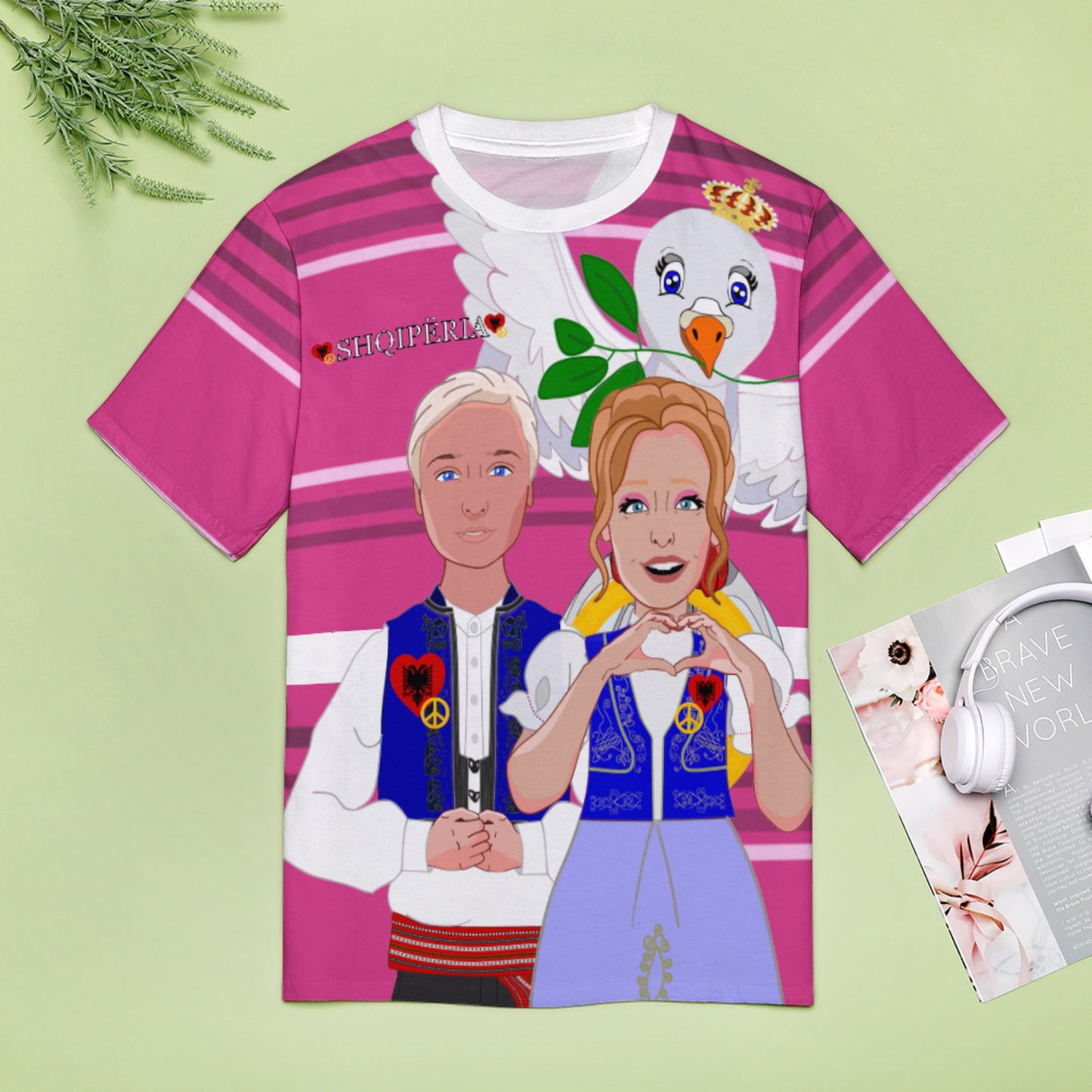 Women' S T-shirt GLOBAL FREEDOM UNITED© Couple Edition Albania Pink1