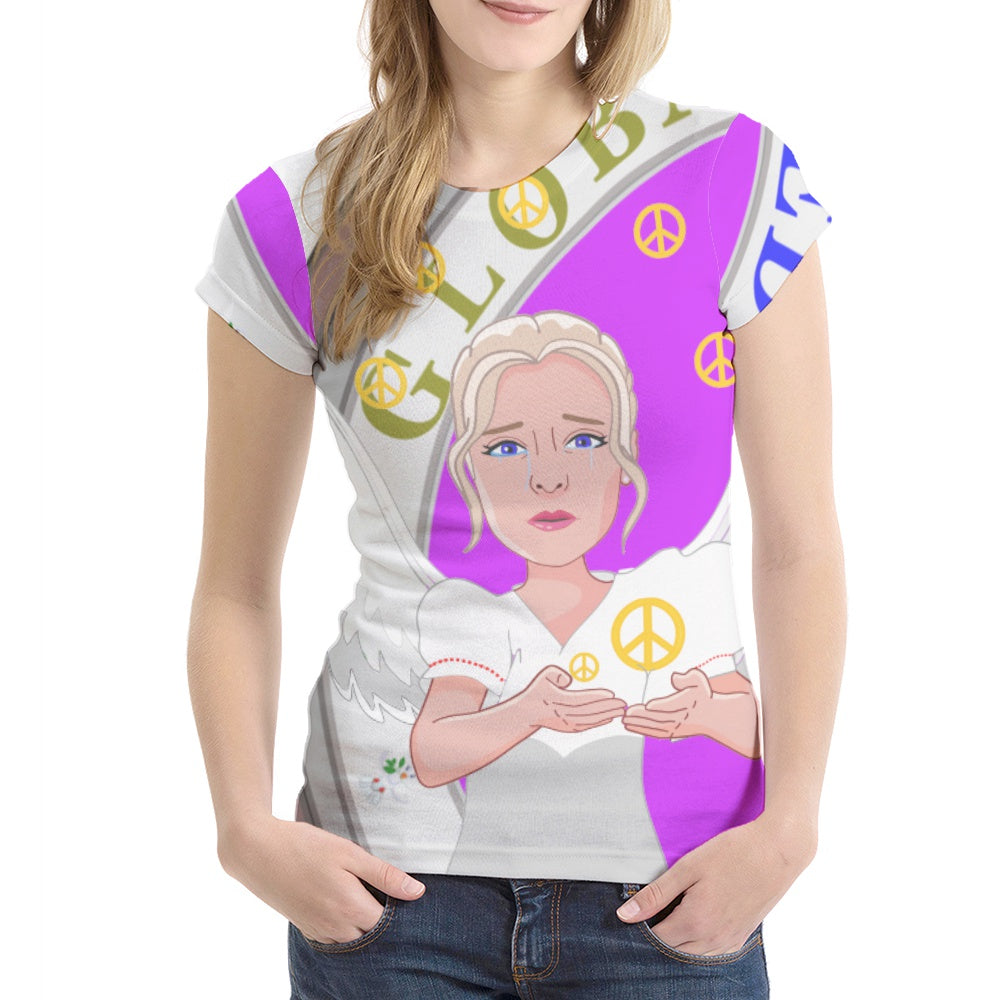 Women´s T-shirt Global Freedom United Angel Of Peace Old Peace Lilac