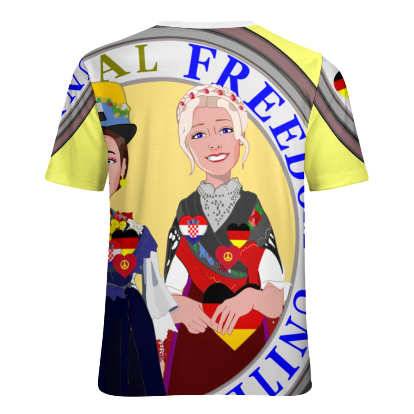 Women´s T-shirt GLOBAL FREEDOM UNITED© Women Croatia & Germany V2 1  Yellow