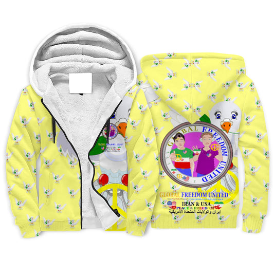 Plush Hoodie GLOBAL FREEDOM UNITED© Men Iran & USA Yellow