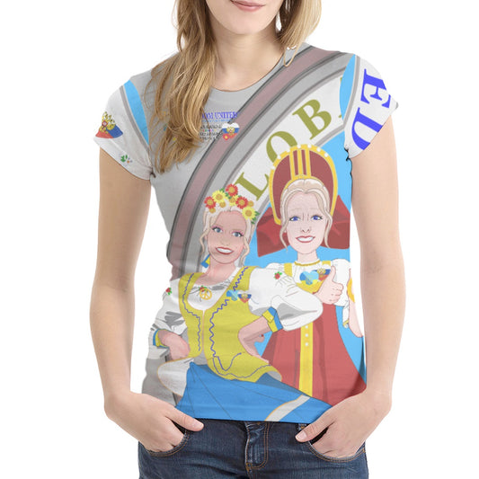 Women´s T-shirt GLOBAL FREEDOM UNITED© Women Ukraina & Russia Grey