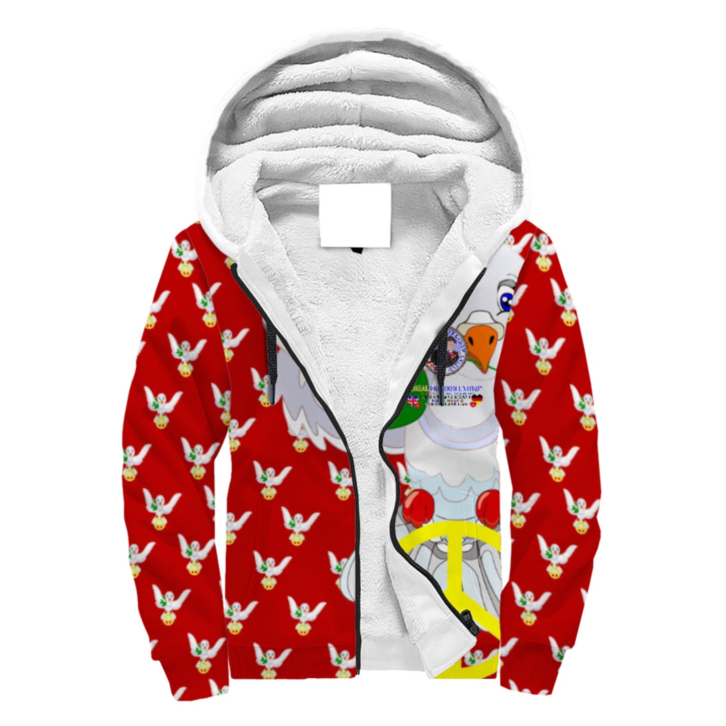 Plush Hoodie GLOBAL FREEDOM UNITED© Men England & Germany Red