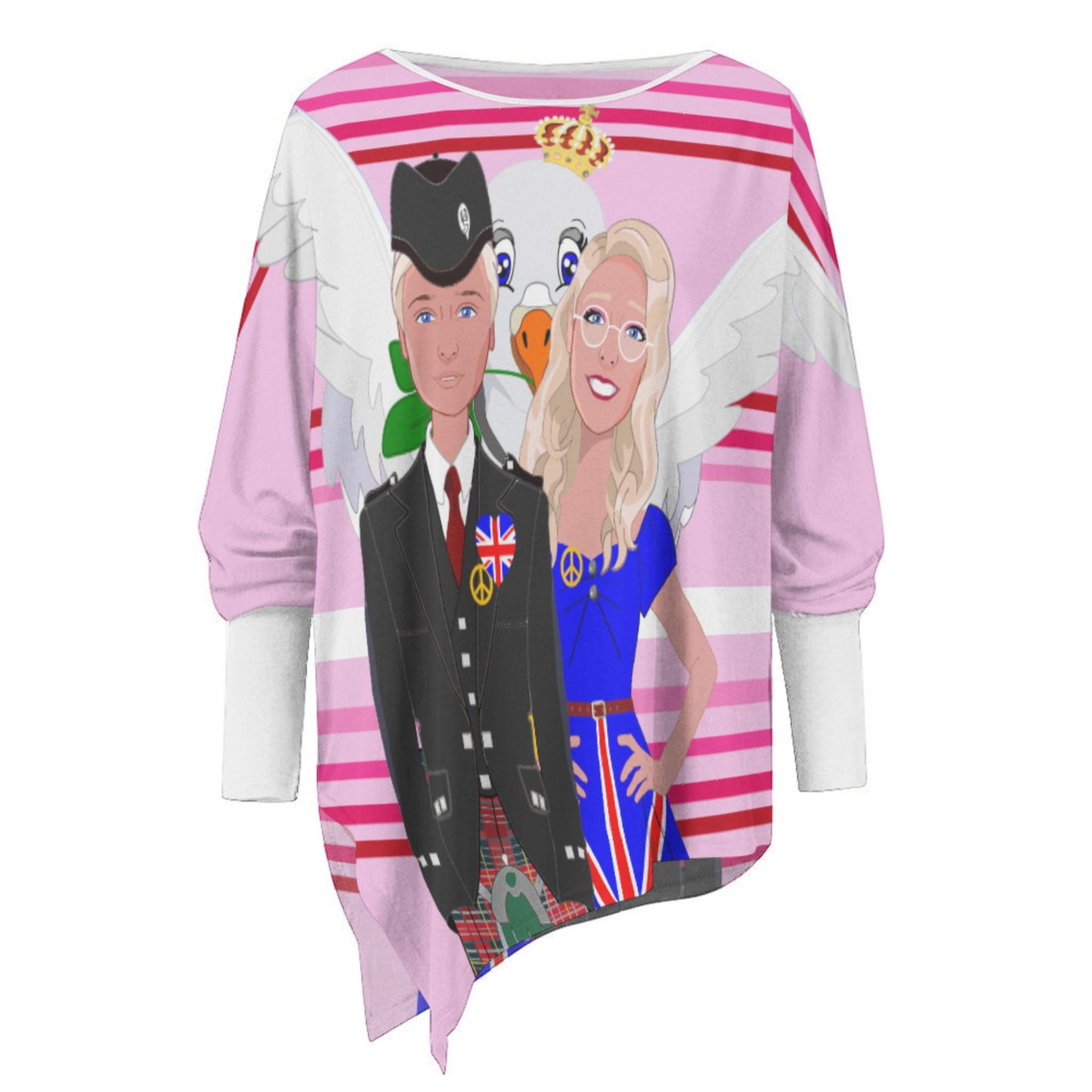 Pullover Long Sleeve T-shirt GLOBAL FREEDOM UNITED© Couple England  Pink