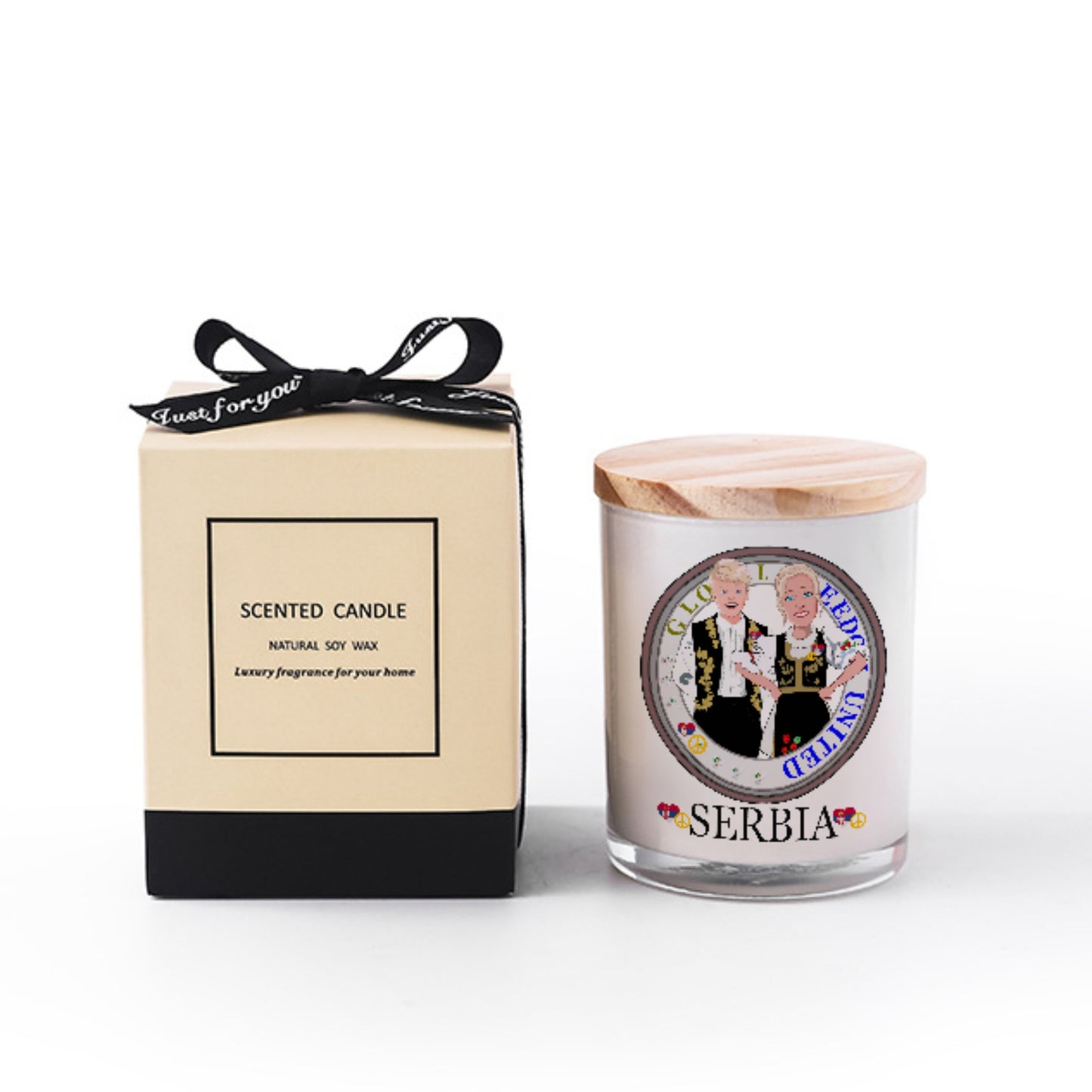 Scented Soy Candle Global Freedom United Couple Serbia Black
