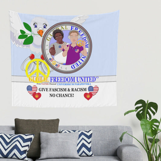Tapestry GLOBAL FREEDOM UNITED© Men Anti Fascism & Racism USA Light Blue