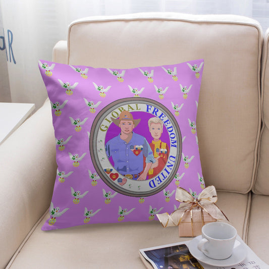 GLOBAL FREEDOM UNITED MEN RUSSIA & USA OLD PEACE LILAC 18'' Square Pillow Cover