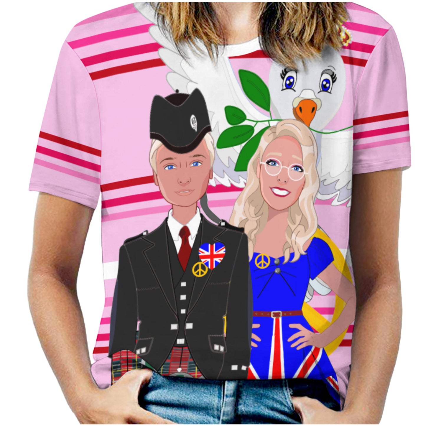 Women´s T-shirt 2 GLOBAL FREEDOM UNITED© Couple England Pink 2