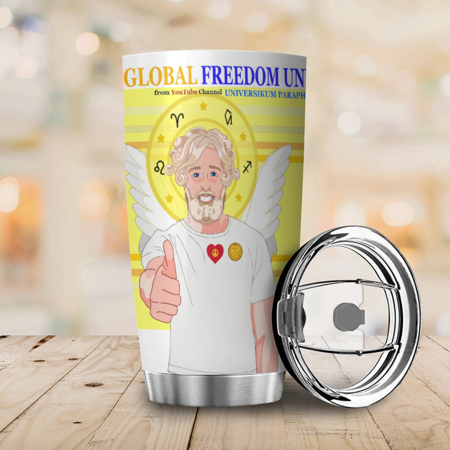 Tumbler Global Freedom United  Archangel Uriel German  Yellow