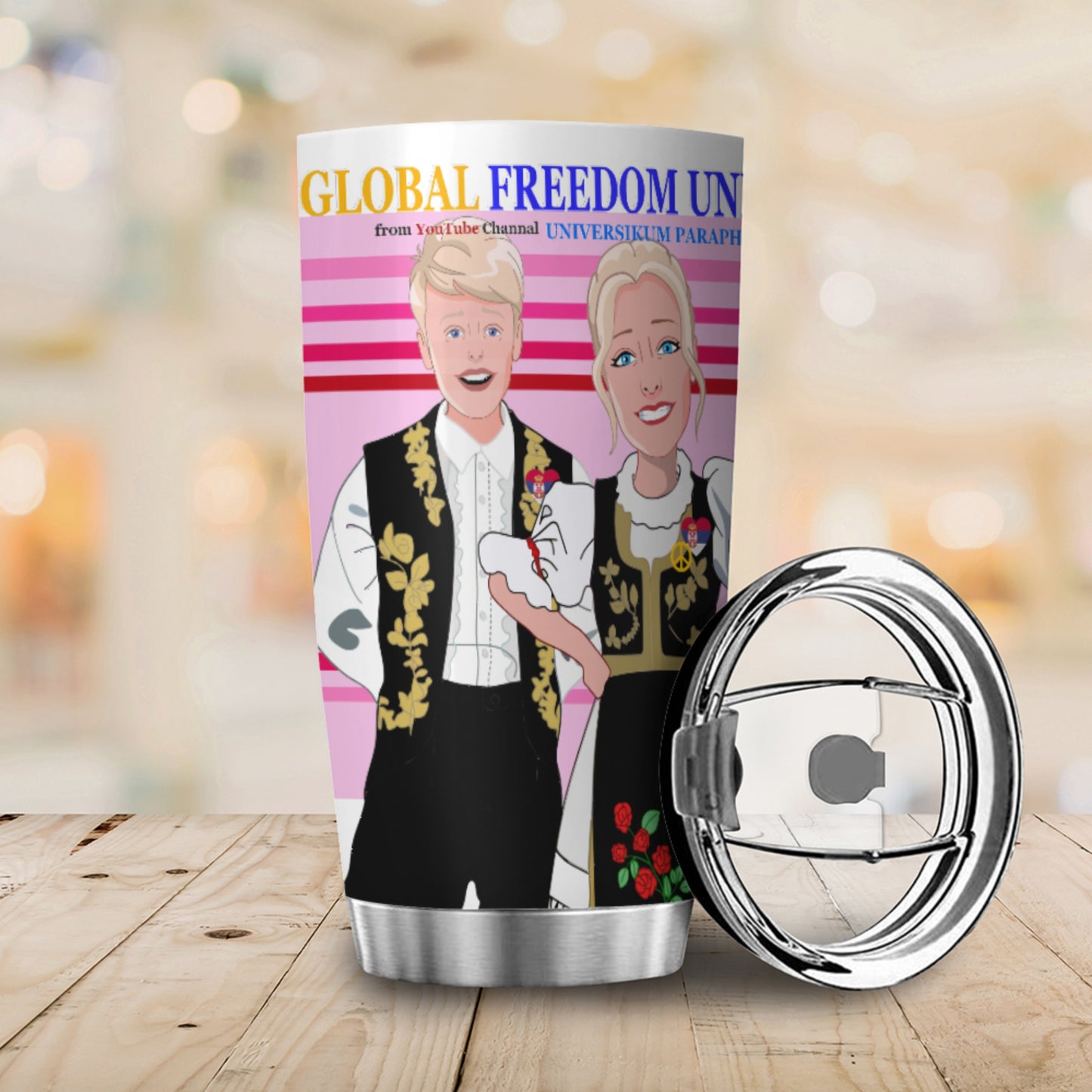 Tumbler Global Freedom United Couple Edition Serbia Black Pink2