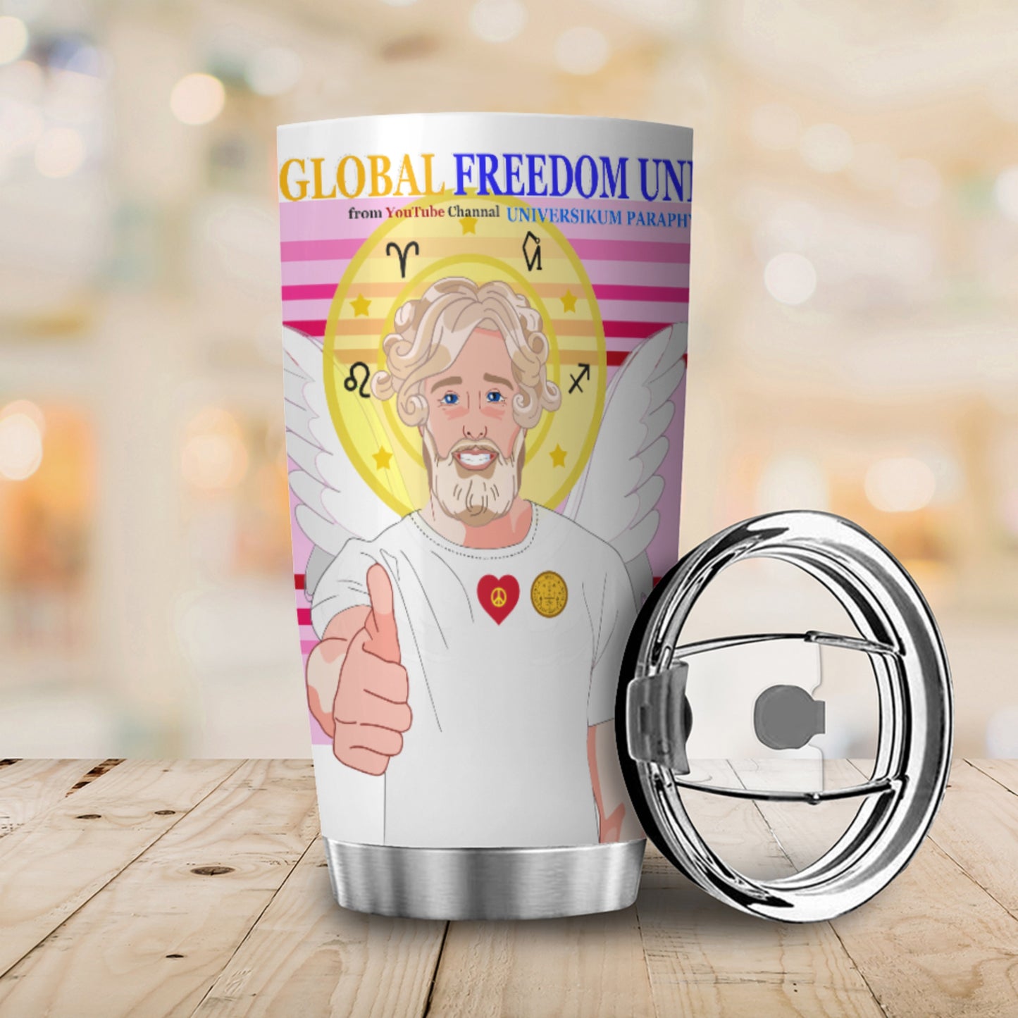 Tumbler Global Freedom United  Archangel Uriel German  Pink2