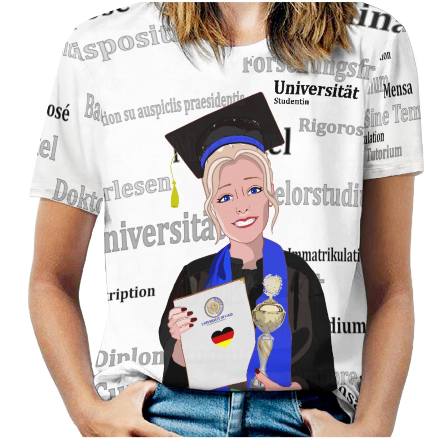 Women´s T-shirt Global Freedom United Student Girl Blond Hair Germany