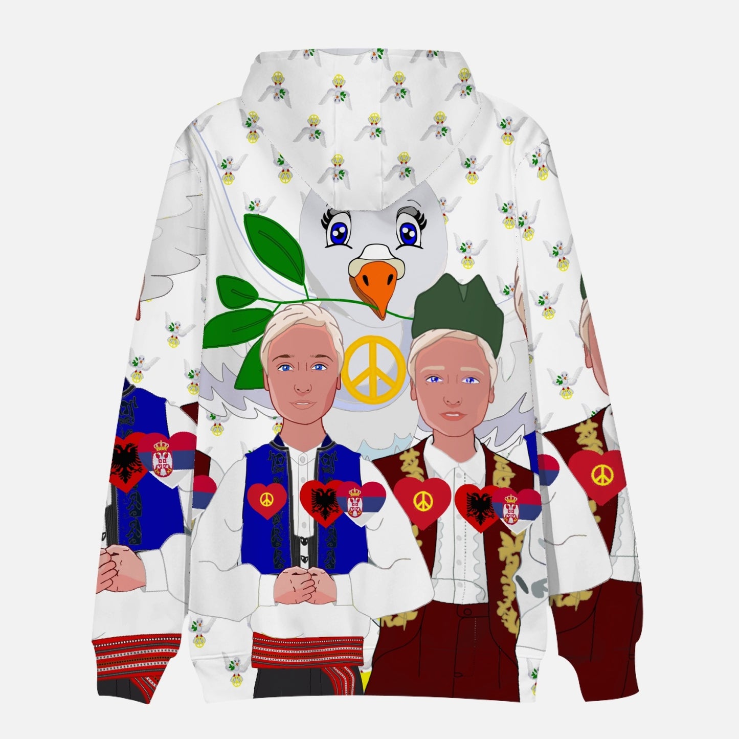 GLOBAL FREEDOM UNITED MEN ALBANIA & SERBIA OLD PEACE WIGHT Round Collar Hoodie