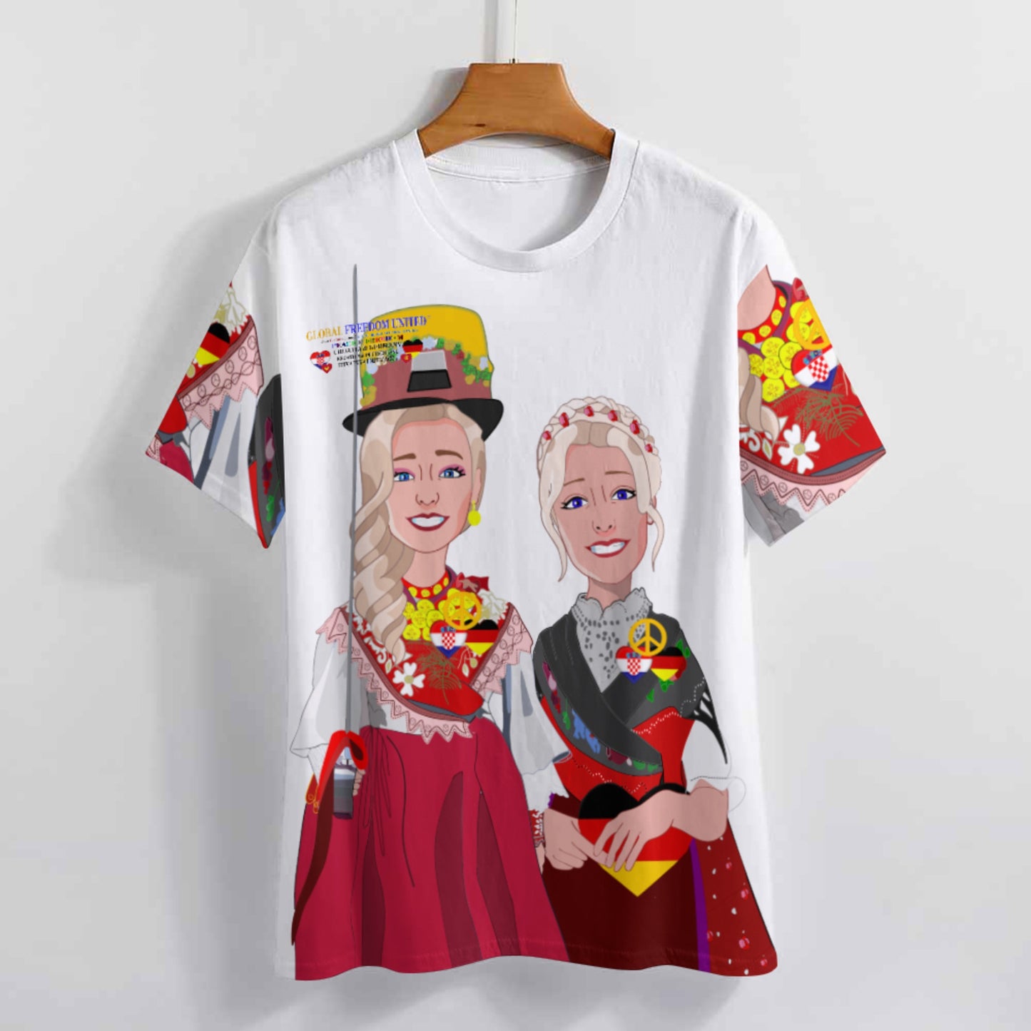 Full Print T-Shirt GLOBAL FREEDOM UNITED© Men Croatia & Germany  V1 Big