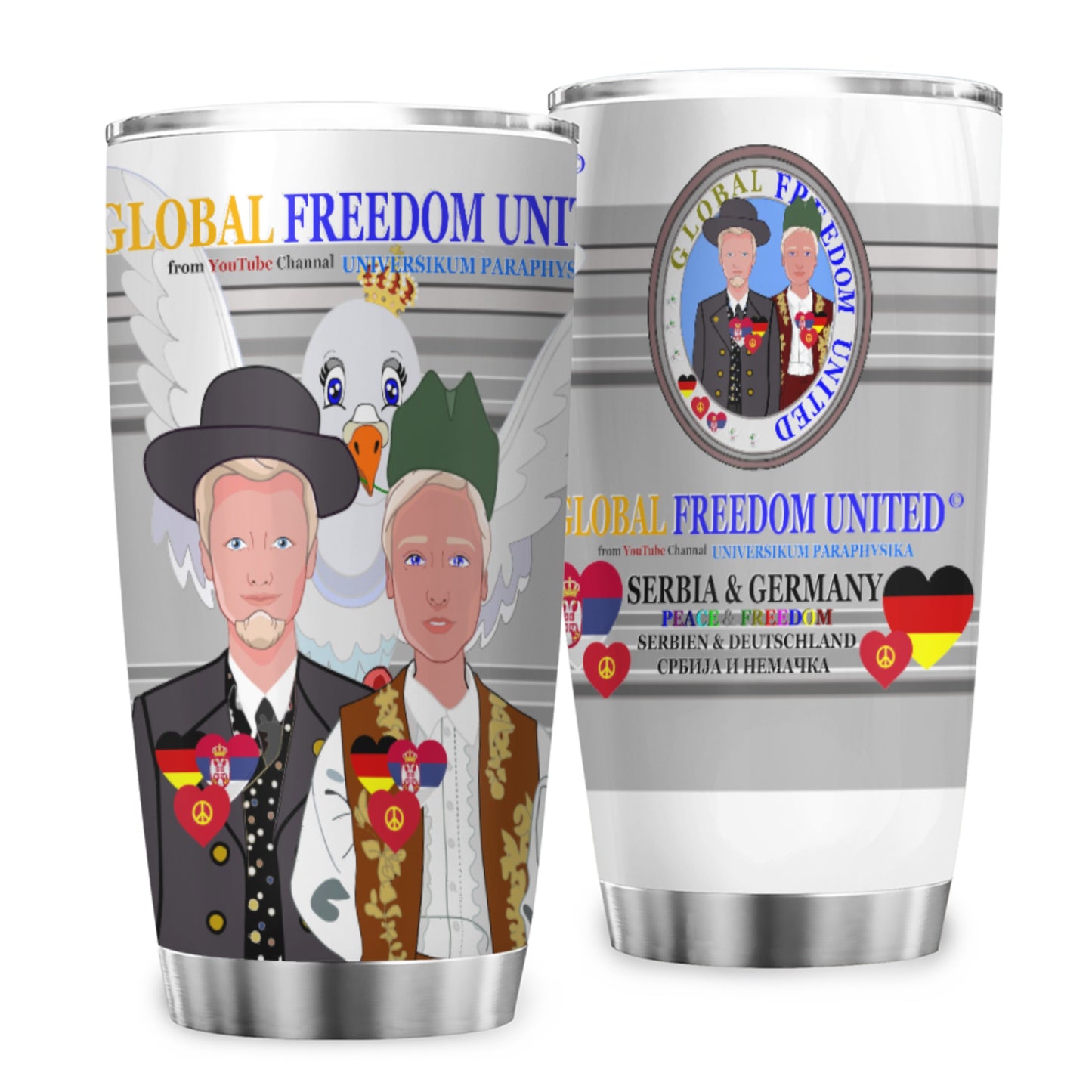 Tumbler GLOBAL FREEDOM UNITED© Men Serbia & Germany Grey