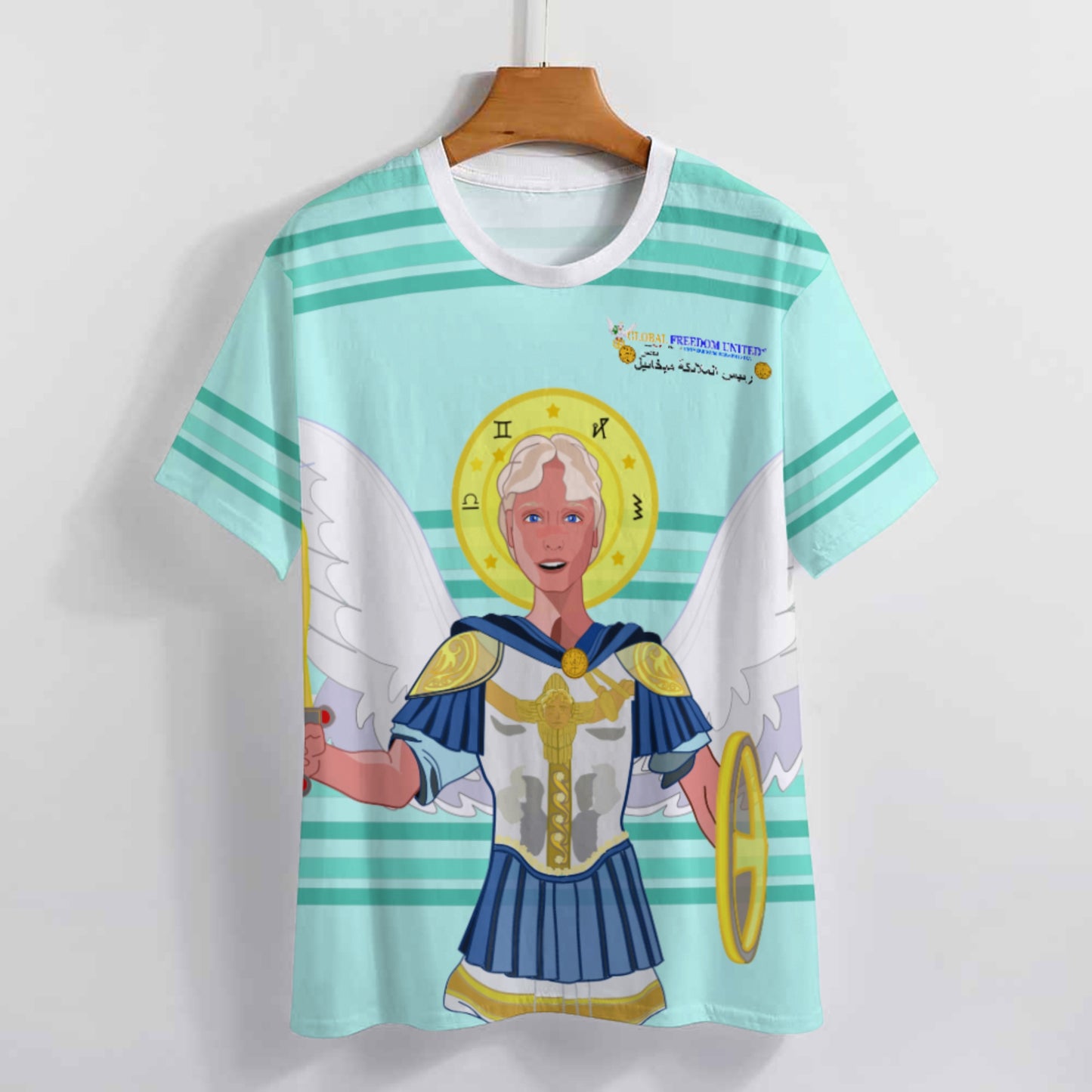 Women´s T-shirt Global Freedom United Archangel Michael Arabic V1 Light Green