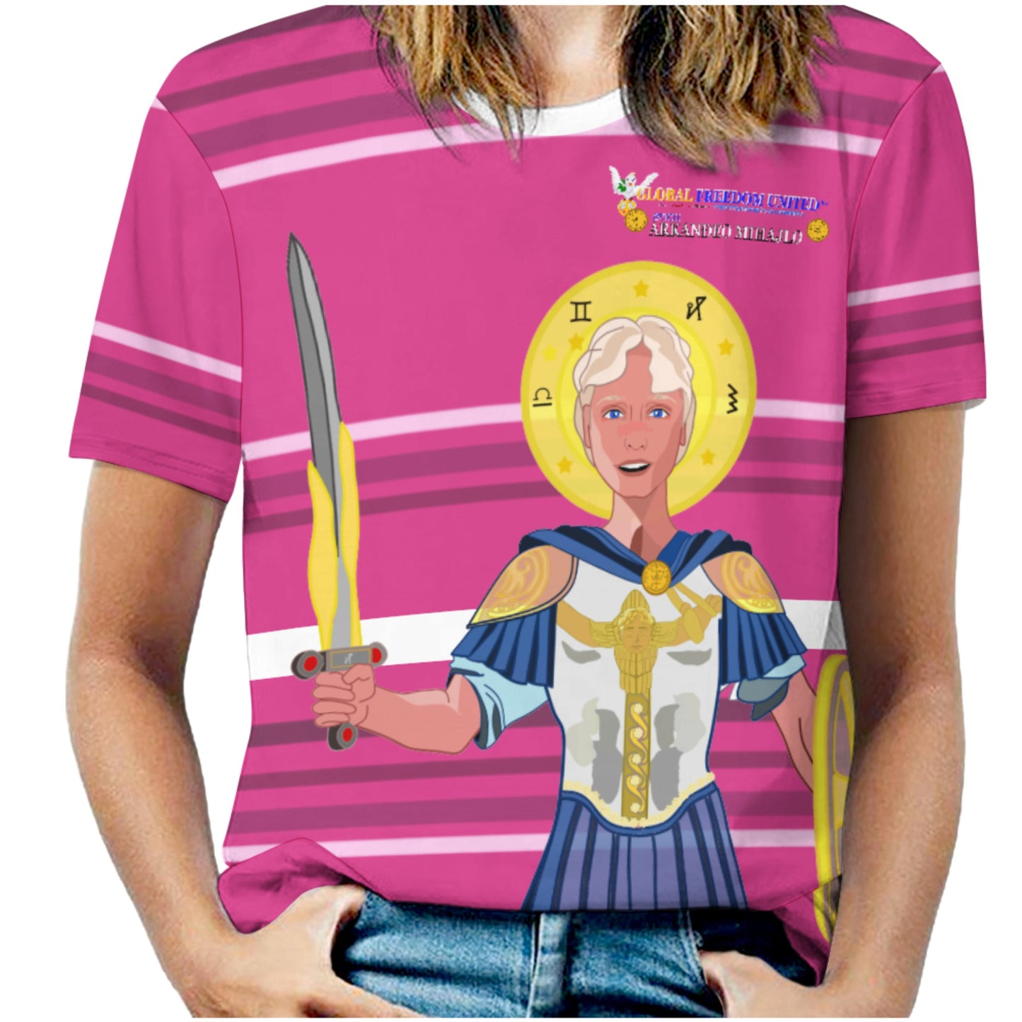 Women´s T-shirt Global Freedom United Archangel Michael Croatia V1 Pink1