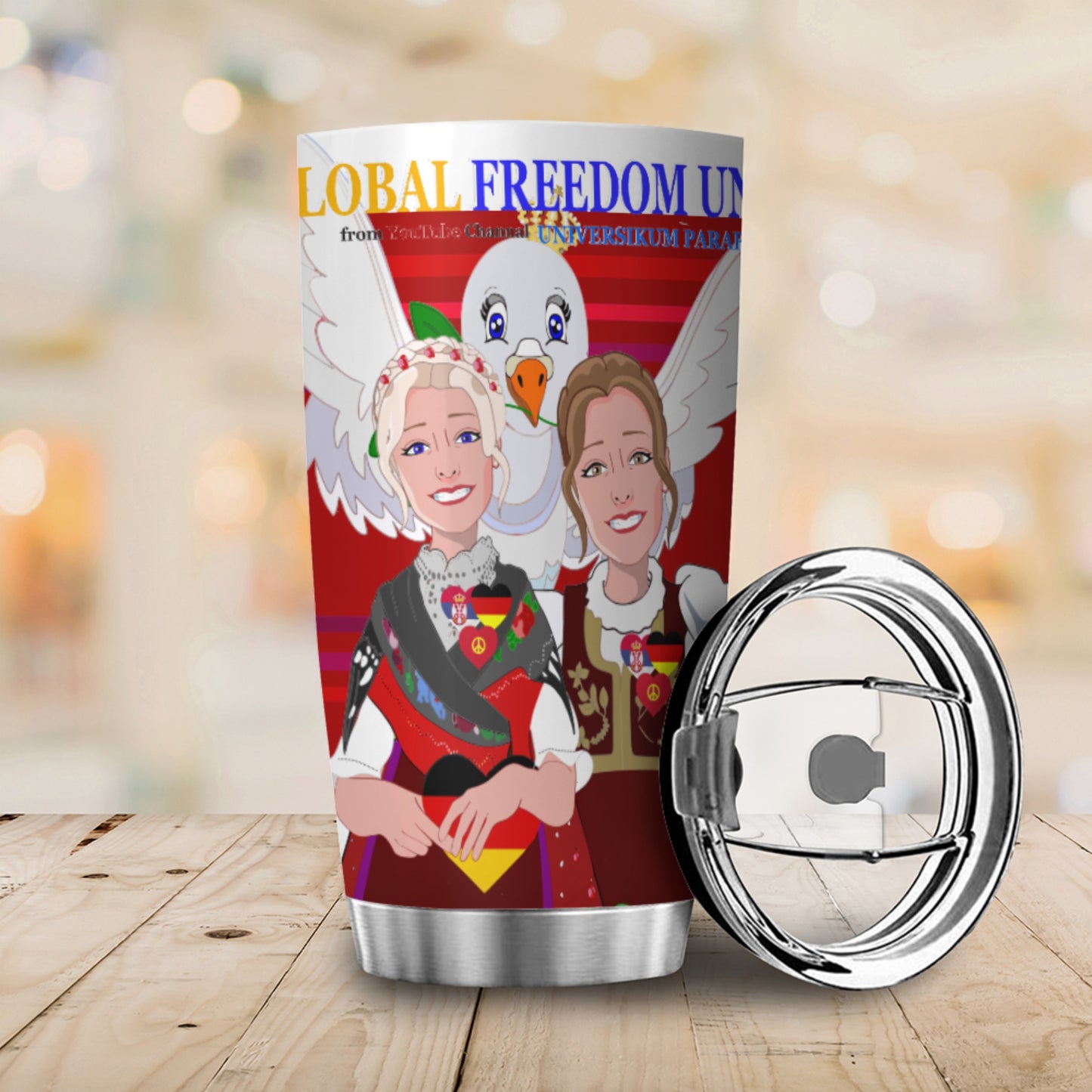 Tumbler GLOBAL FREEDOM UNITED© Women Serbia & Germany Red