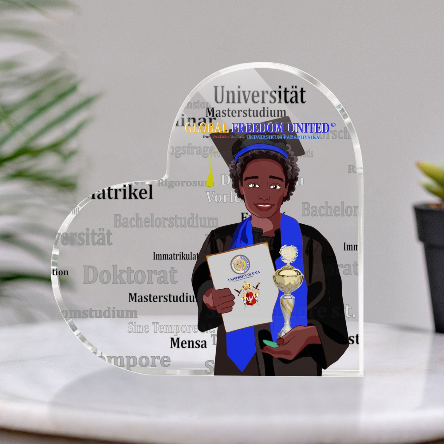 Acryl Heart GLOBAL FREEDOM UNITED© Afro Student Boy