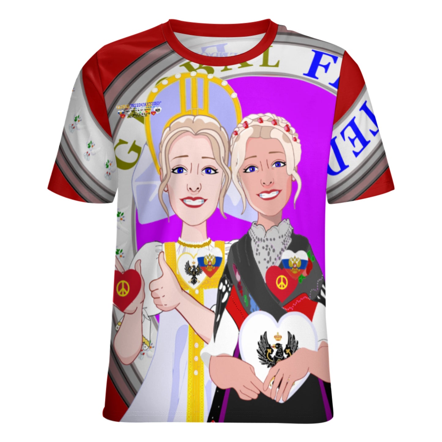 Women´s T-shirt 2 GLOBAL FREEDOM UNITED© Women Prussia & Russia Red