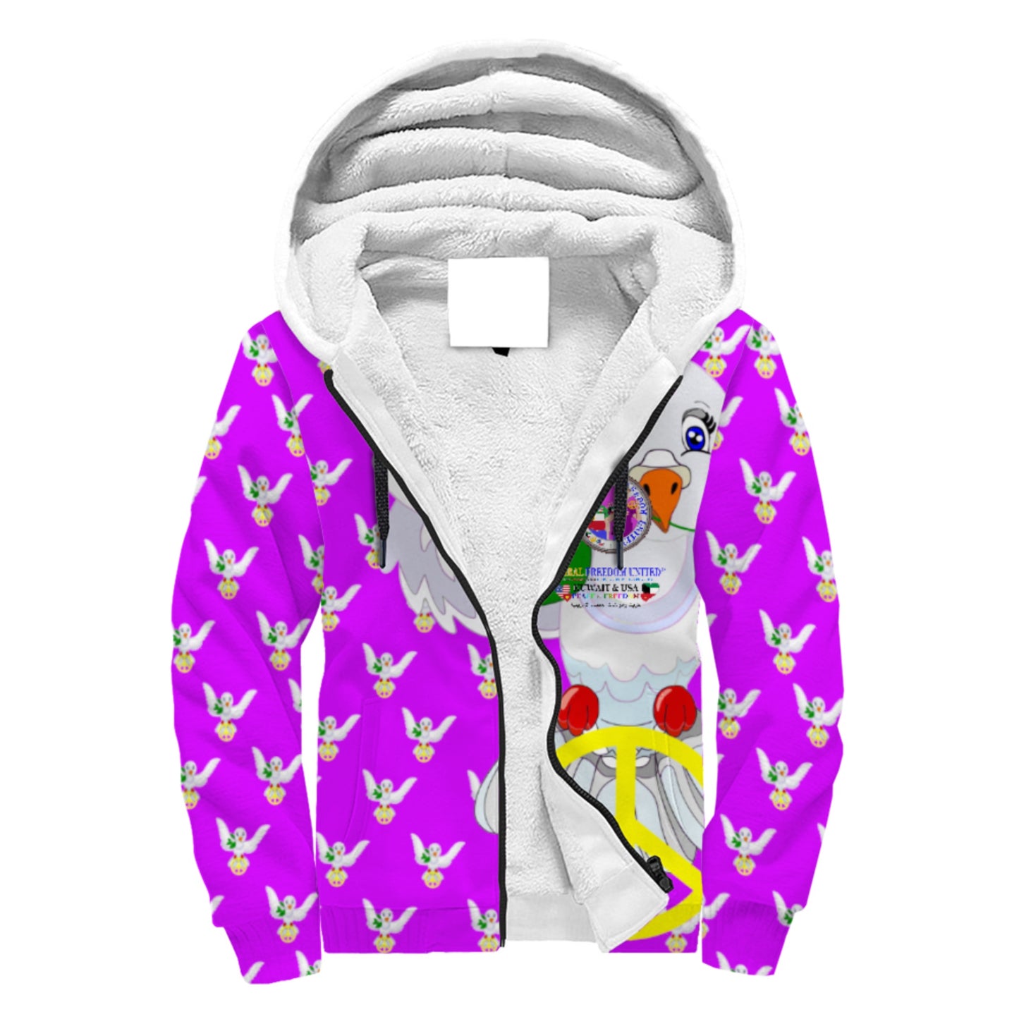 Plush Hoodie GLOBAL FREEDOM UNITED© Men Kuwait & USA Lilac