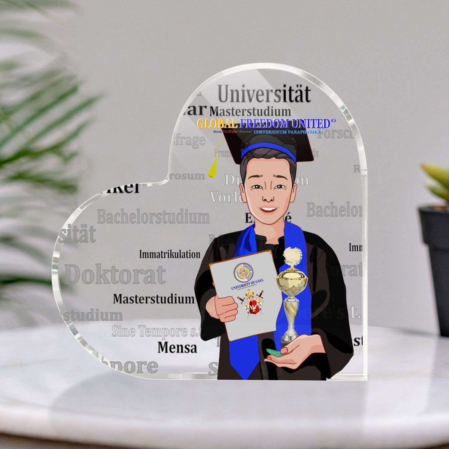 Acryl Heart GLOBAL FREEDOM UNITED© Asia Student Golden Place