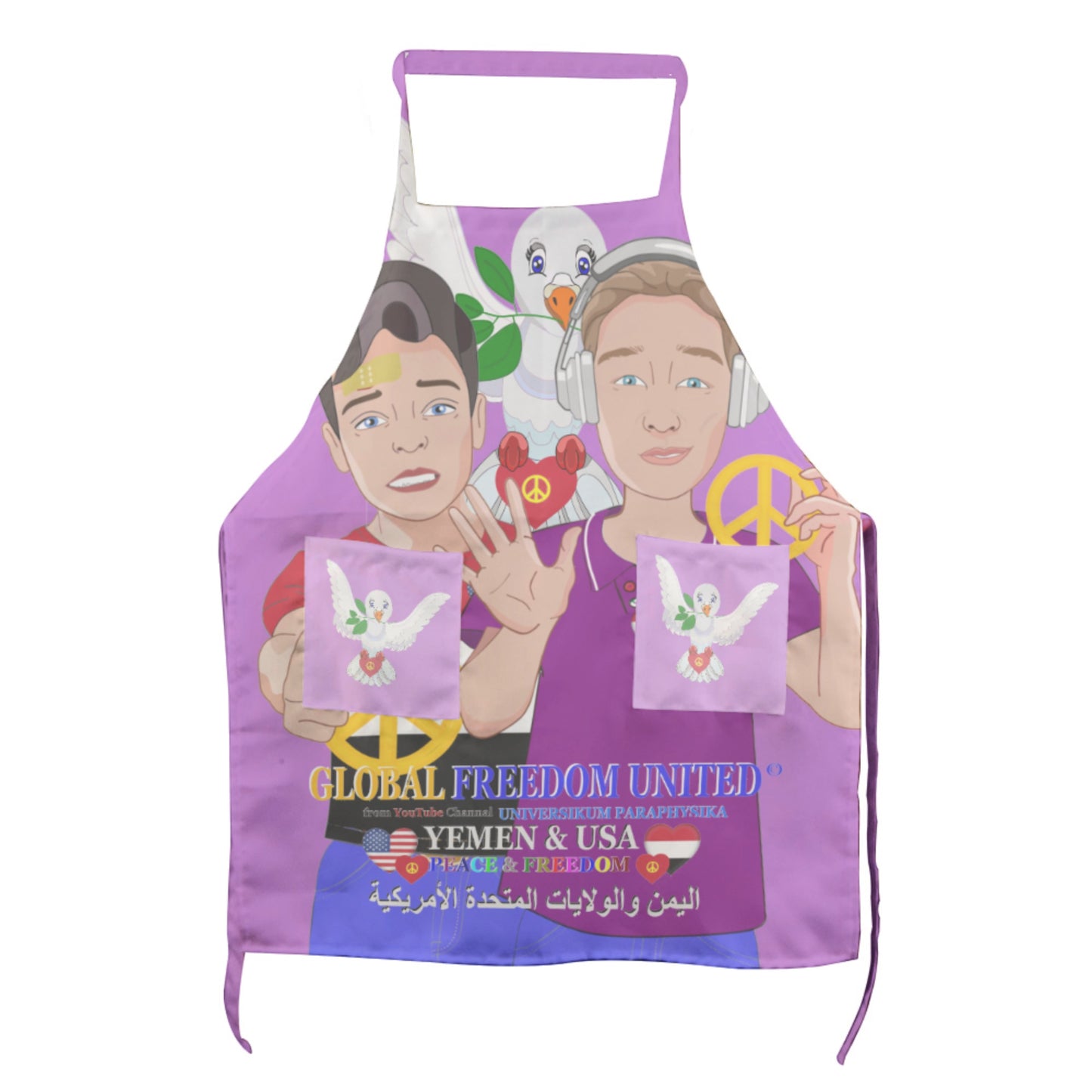Apron GLOBAL FREEDOM UNITED© Men Yemen & USA Lilac