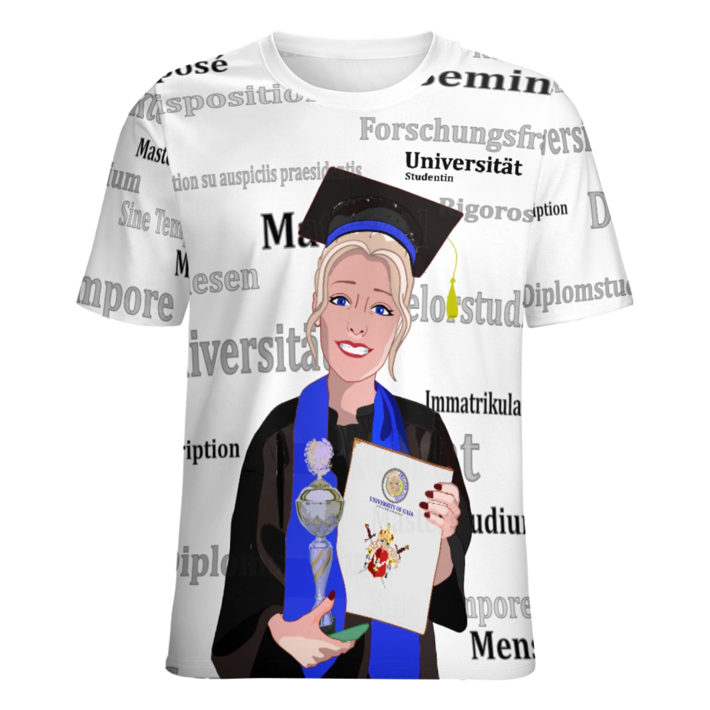 Women´s T-shirt Global Freedom United Student Girl Silver Place Blond Hair 1