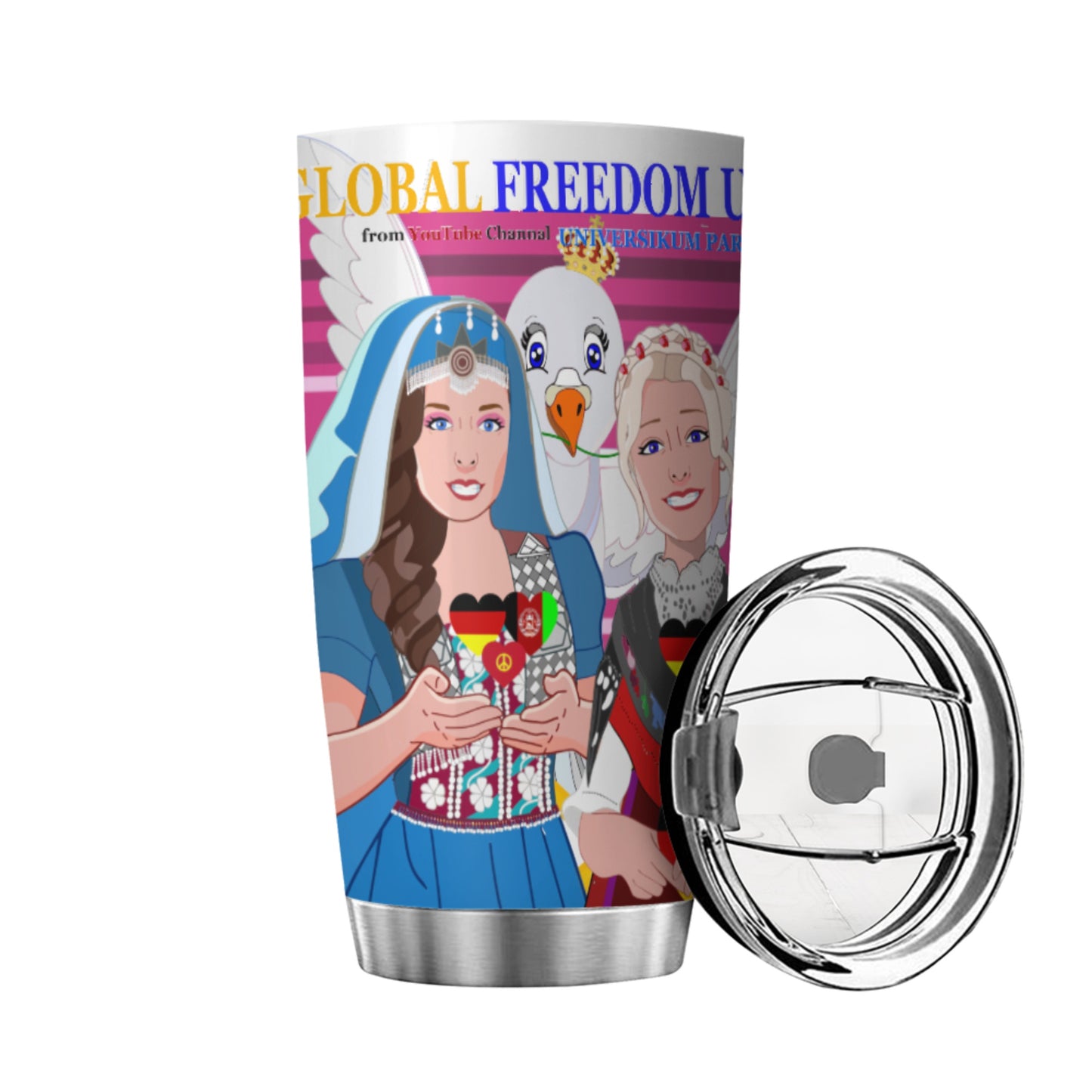 Tumbler Global Freedom United Women Afghanistan & Germany Old Peace Pink