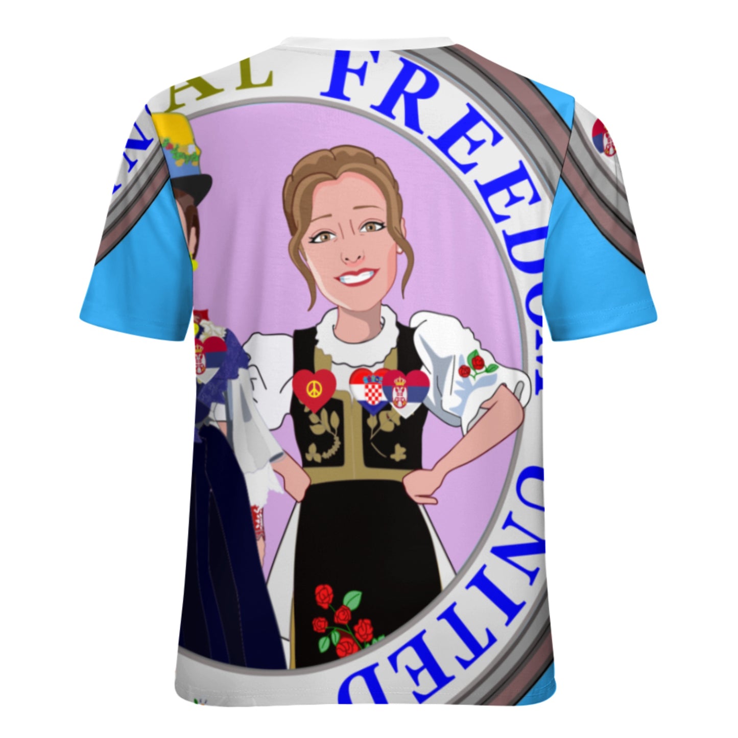 Women´s T-shirt 2 Global Freedom United Women Croatia & Serbia Old Peace Blue