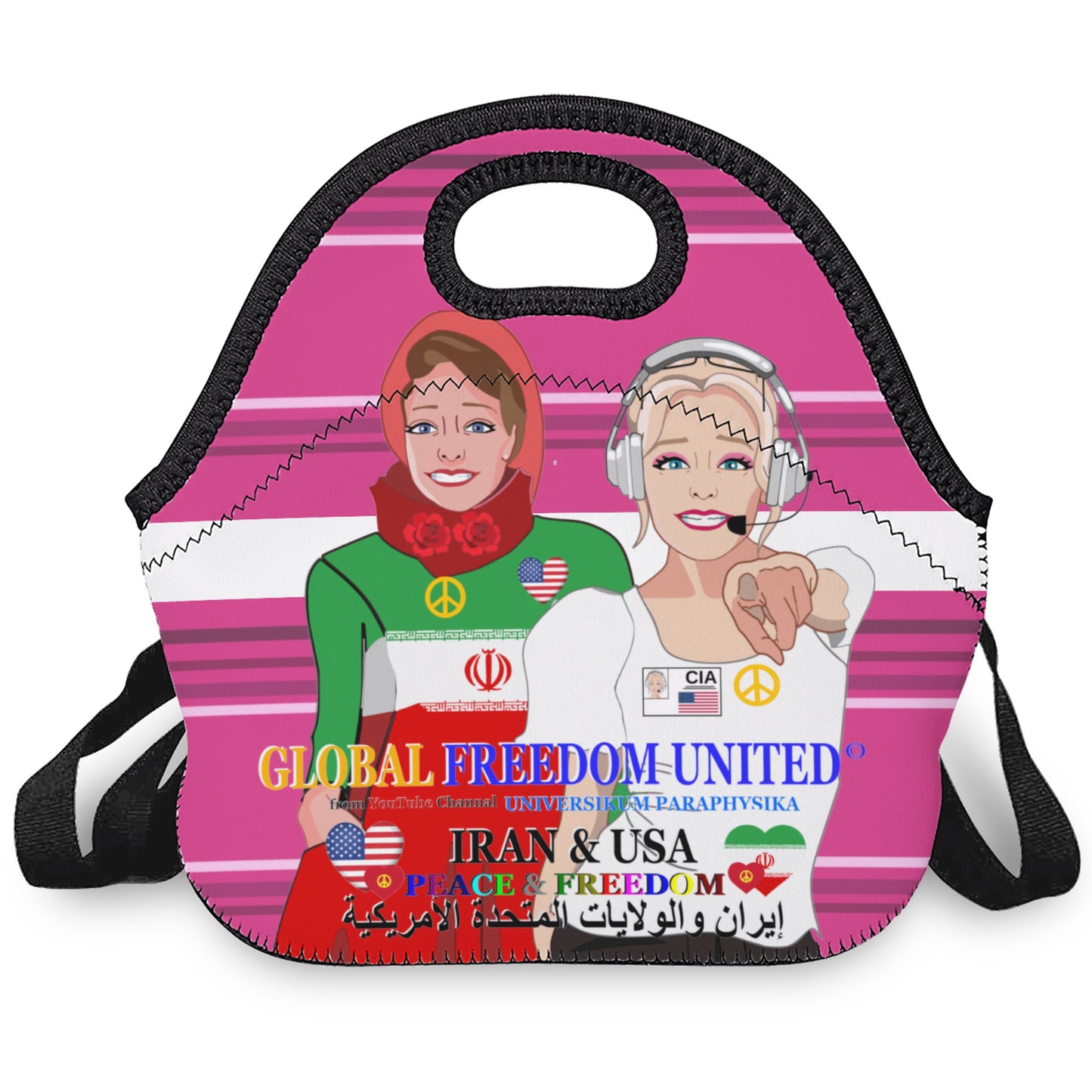 Leather Meal Bag GLOBAL FREEDOM UNITED© Women Iran & USA Pink