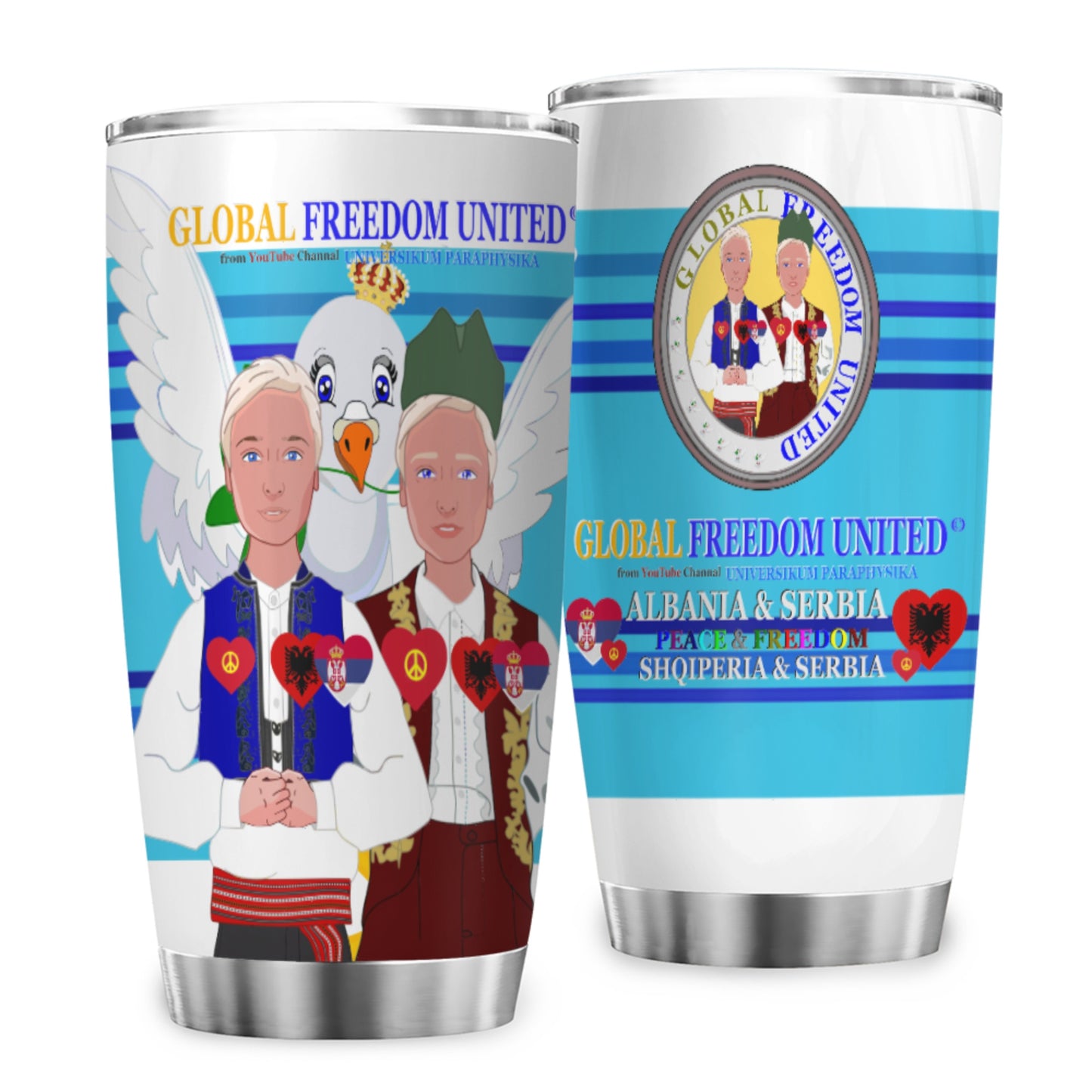 Tumbler Global Freedom United Men Albania & Serbia Old Peace Blue 1