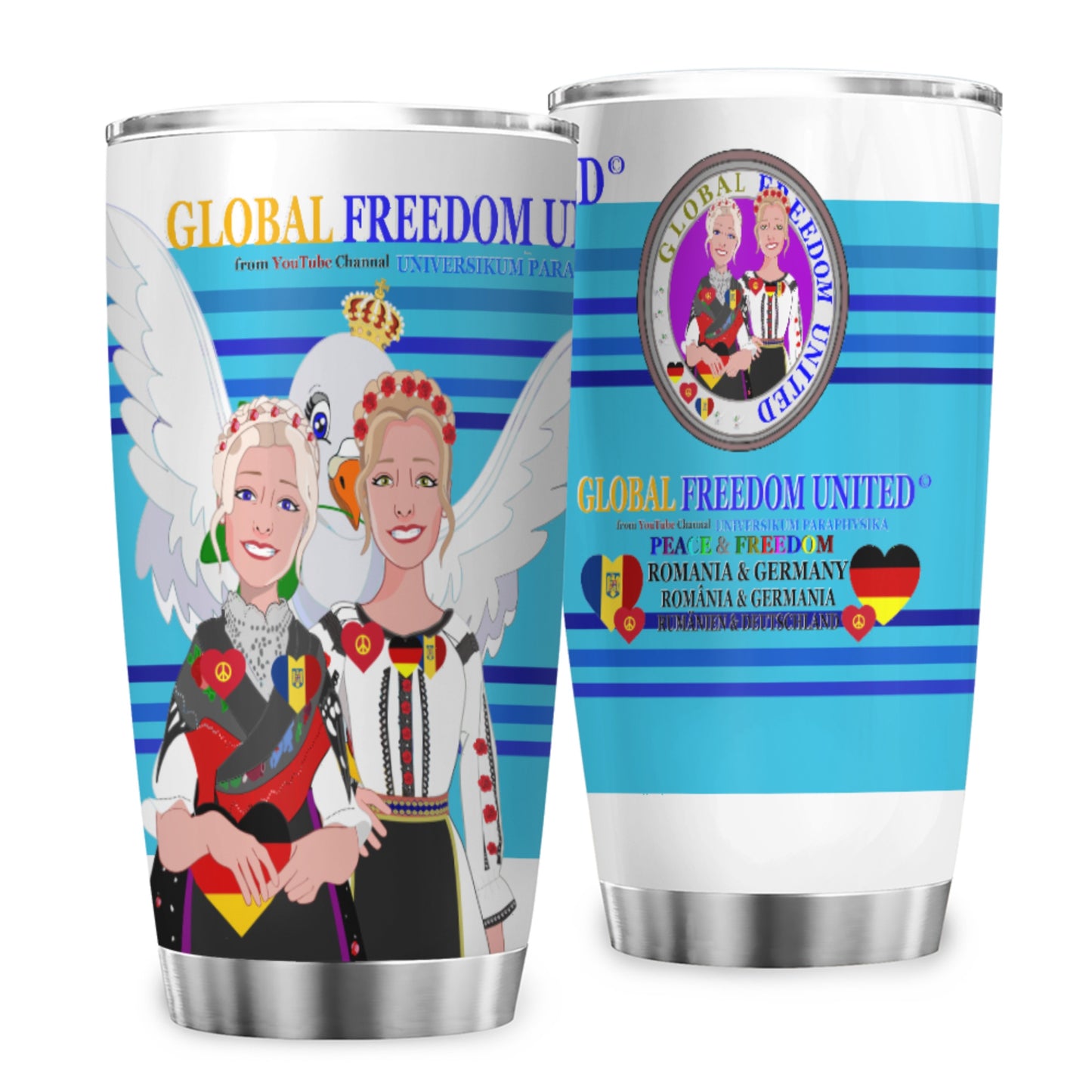 Tumbler Global Freedom United Women Romania & Germany Old Peace Blue