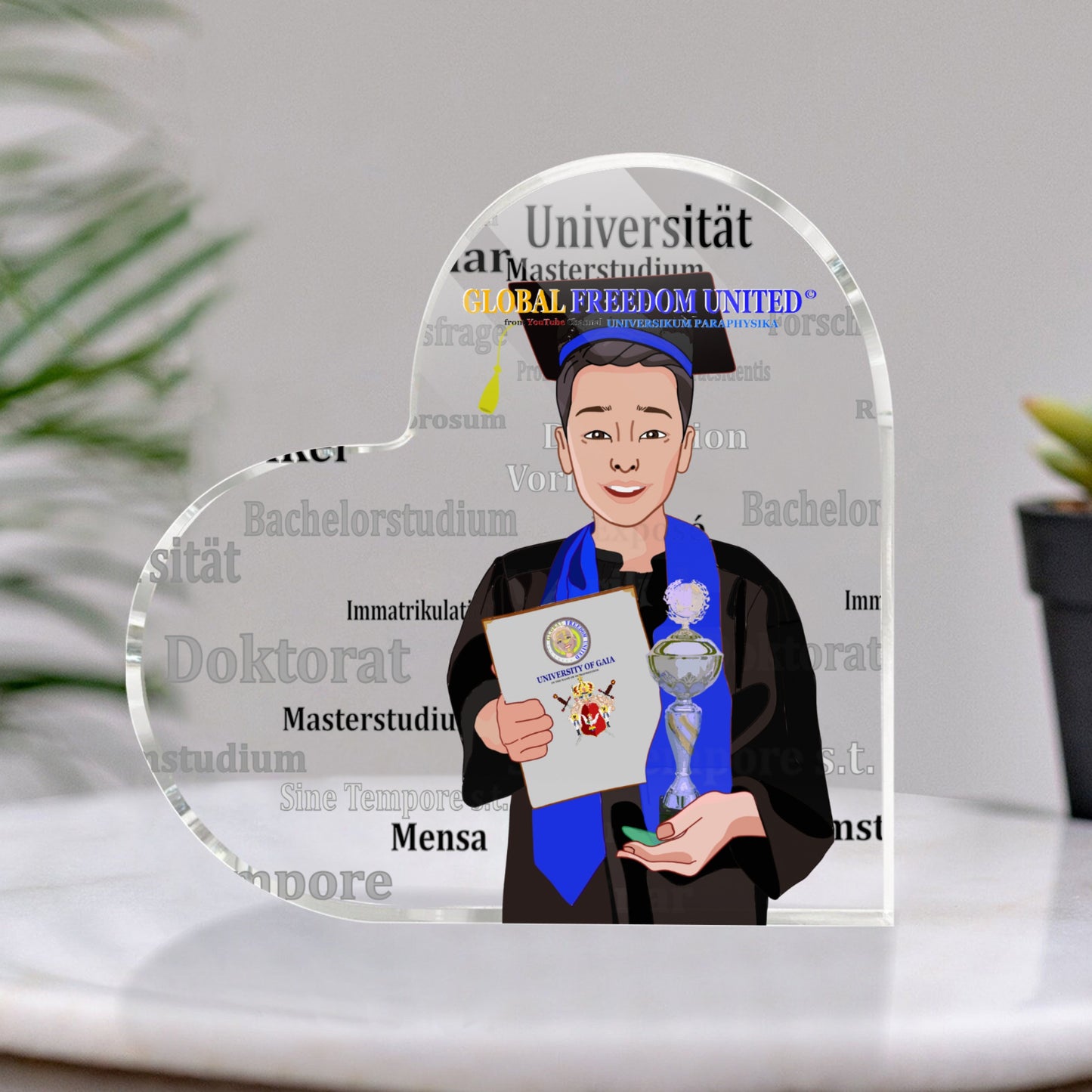 Acryl Heart Global Freedom United Asia Student Silver Place