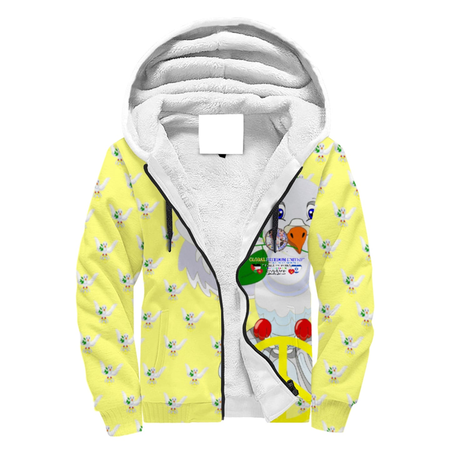 Plush Hoodie GLOBAL FREEDOM UNITED© Women Palestina & Israel Yellow