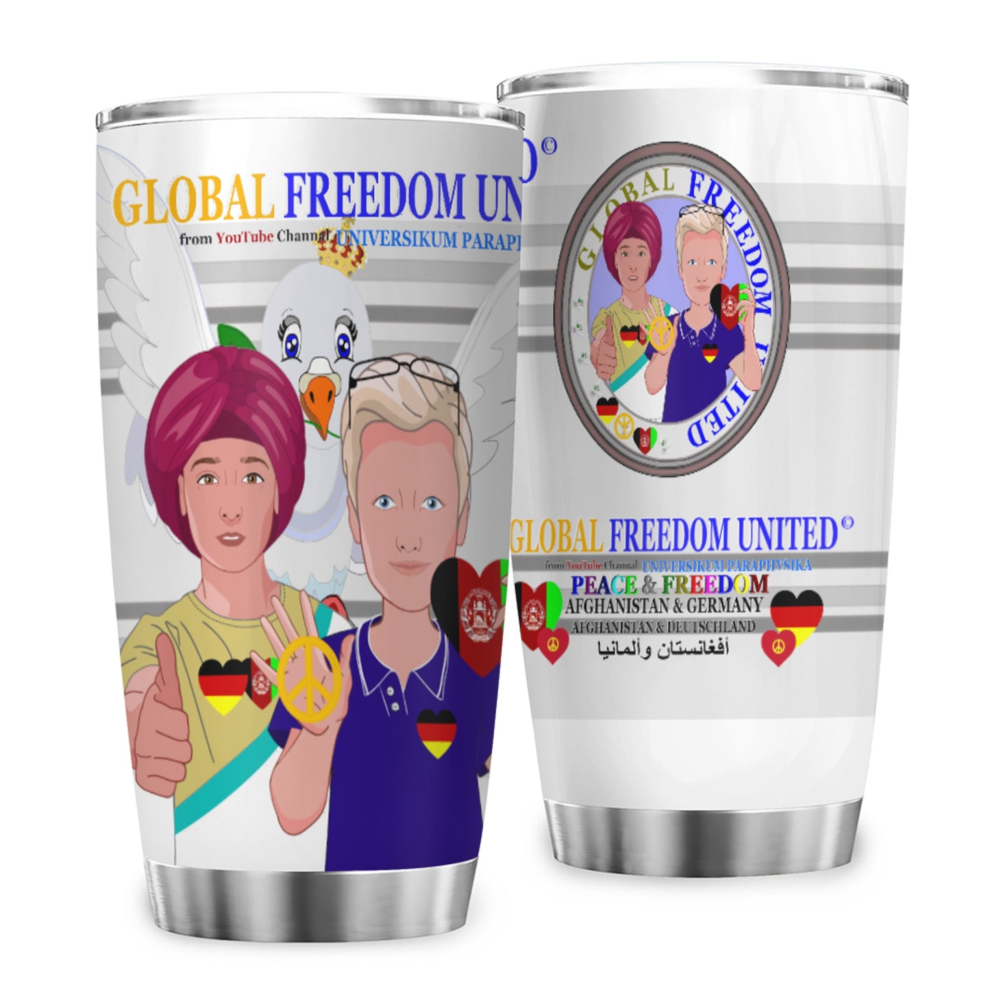 Tumbler Global Freedom United Men Afghanistan & Germany Old Peace Grey
