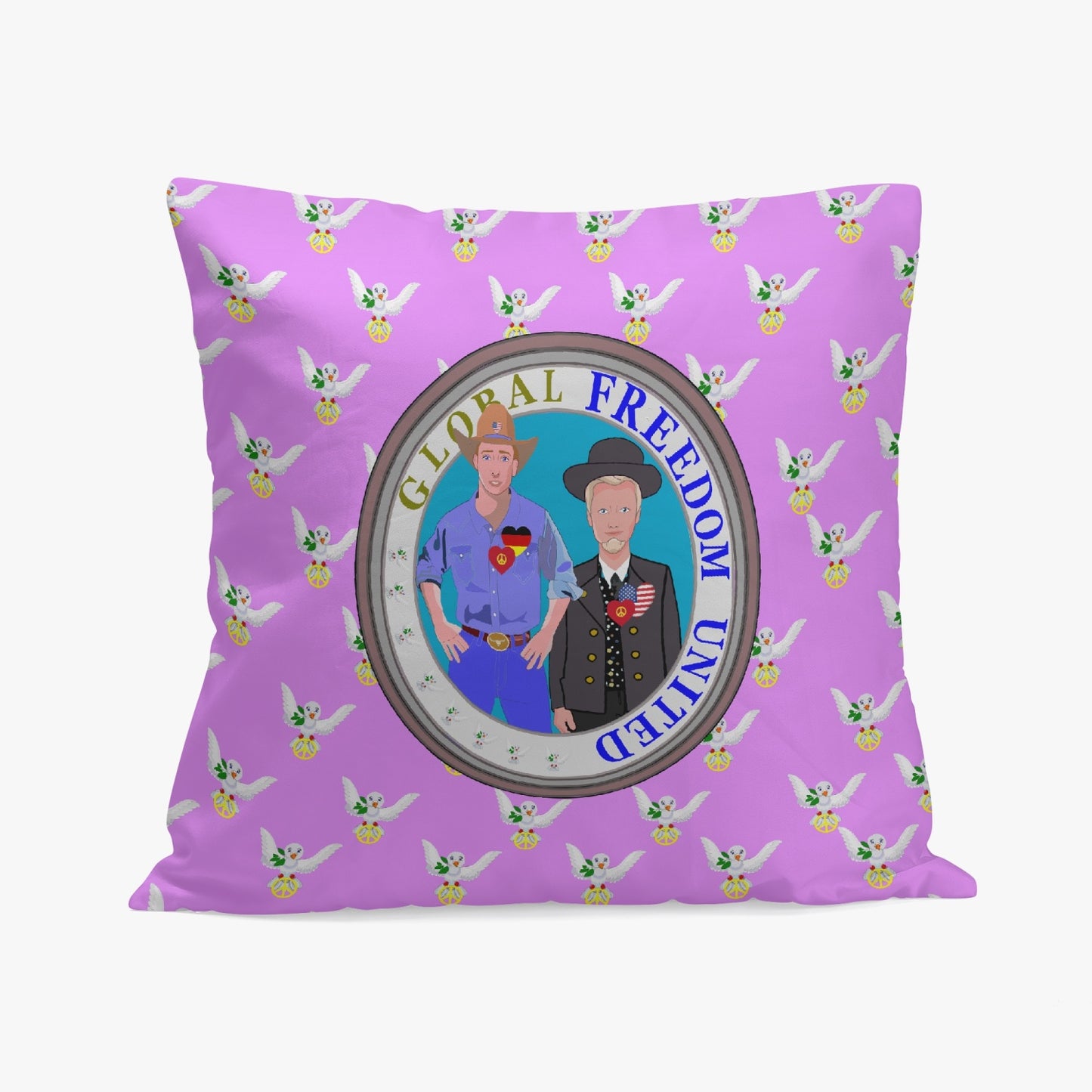 GLOBAL FREEDOM UNITED© Men USA & GERMANY Lilac 18'' Square Pillow Cover
