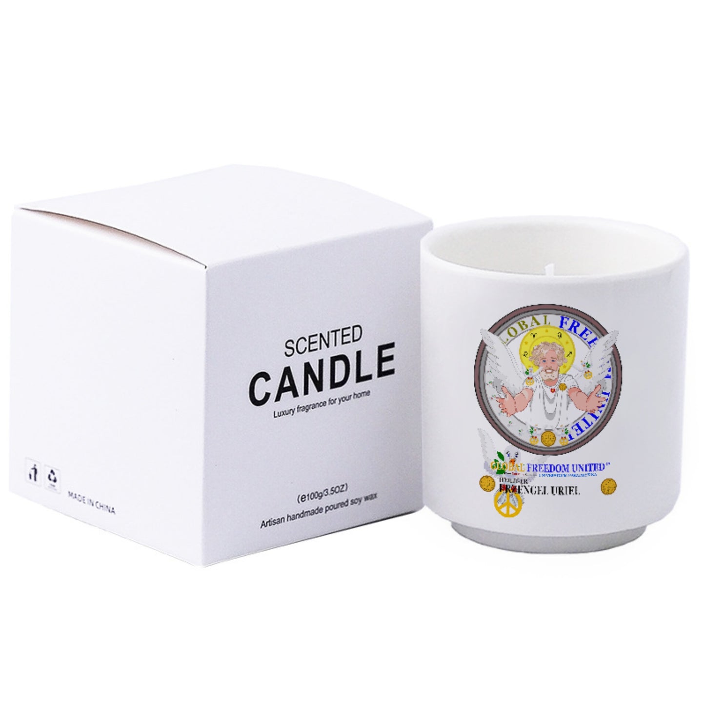 Ceramic Aromatherapy Candle Global Freedom United Archangel Uriel German
