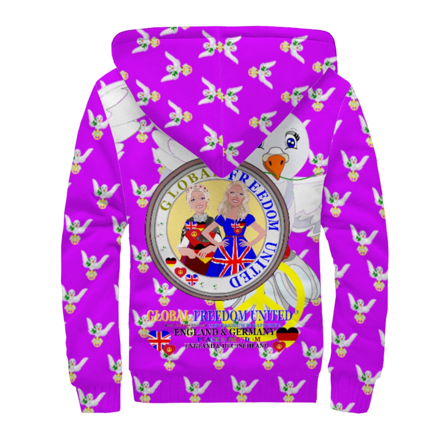 Plush Hoodie GLOBAL FREEDOM UNITED© Women England & Germany  Lilac