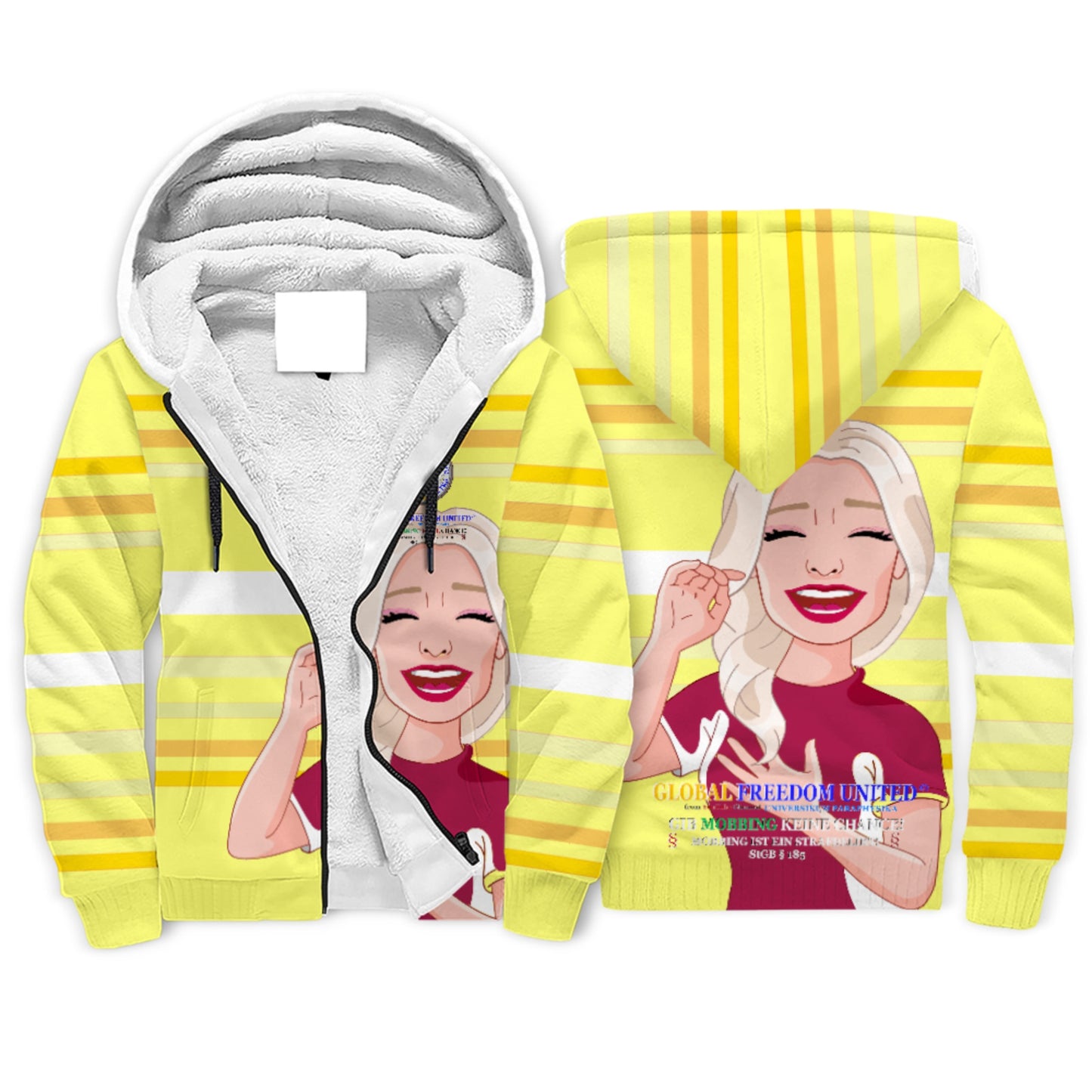 Plush Hoodie Global Freedom United  Gib Mobiing Keine Chance  Gelb