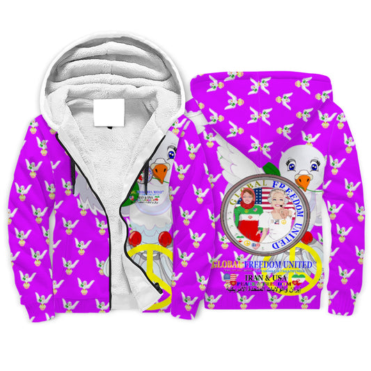 Plush Hoodie GLOBAL FREEDOM UNITED© Women Iran & USA Lilac