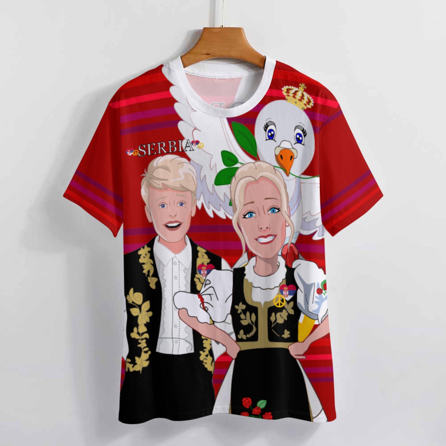 Women´s T-shirt 2 Global Freedom United Couple Edition Serbia Red