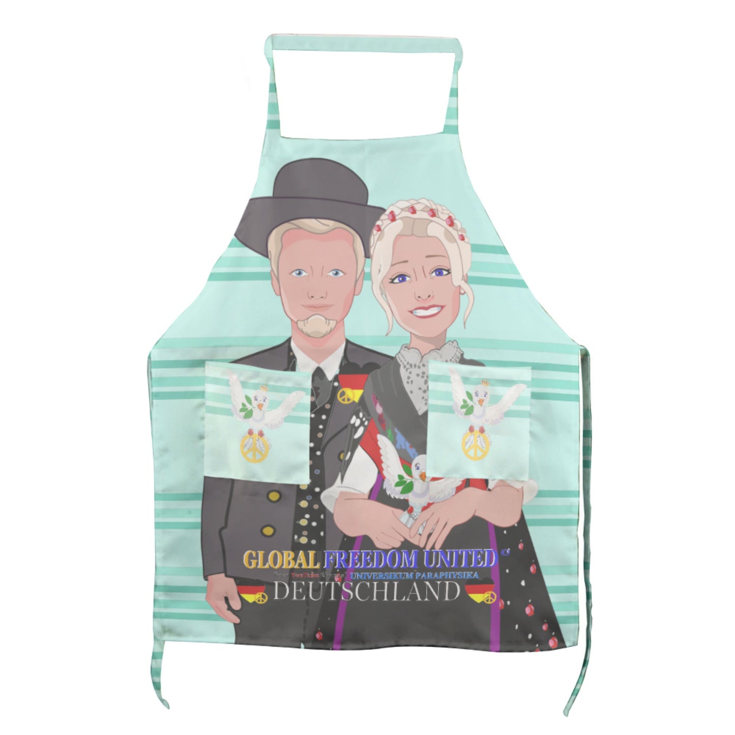 Apron GLOBAL FREEDOM UNITED© Couple Edition Germany V1 Light Green