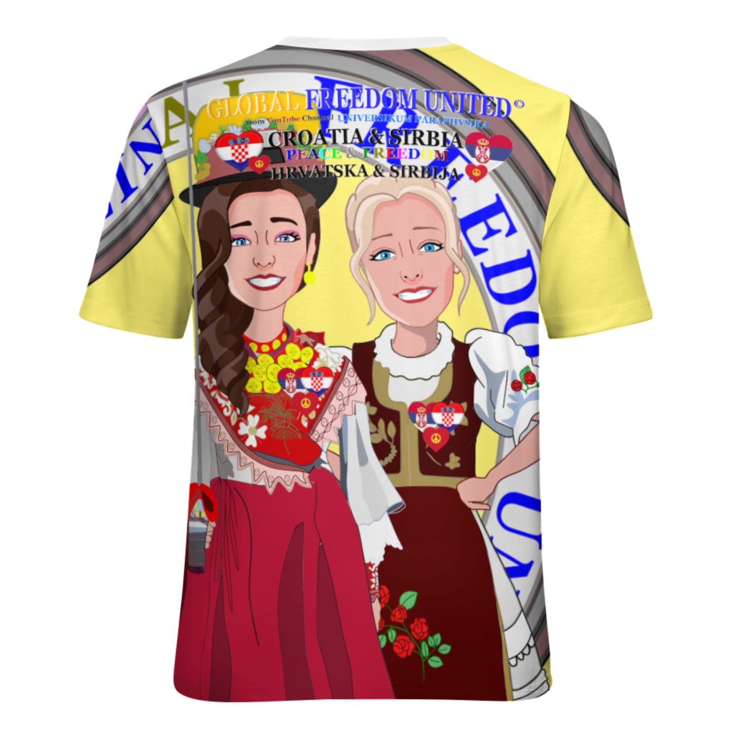Women´s T-shirt 3 GLOBAL FREEDOM UNITED© Women Croatia & Serbia Yellow
