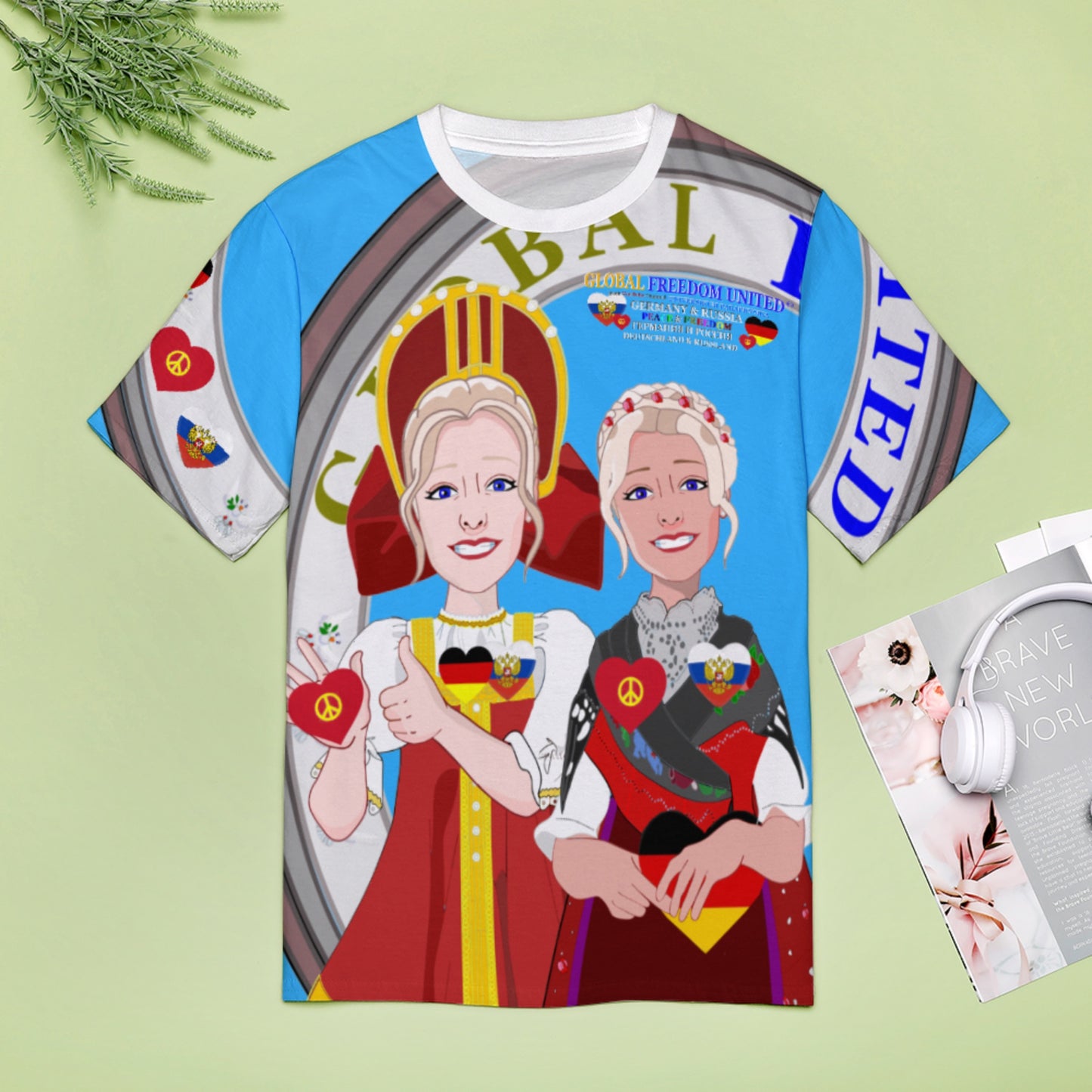 Women´s T-shirt 3 GLOBAL FREEDOM UNITED© Women RUSSIA & GERMANY Blue