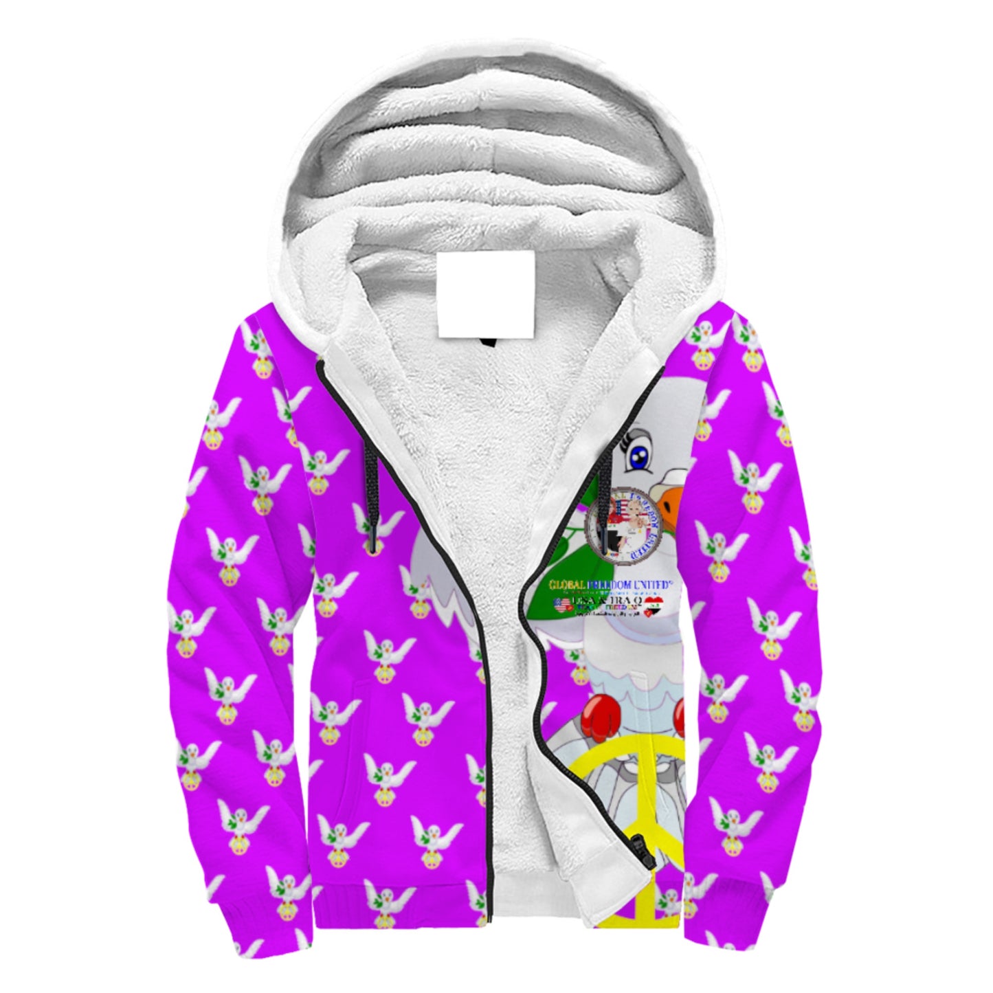 Plush Hoodie GLOBAL FREEDOM UNITED© Women Iraq & USA Lilac